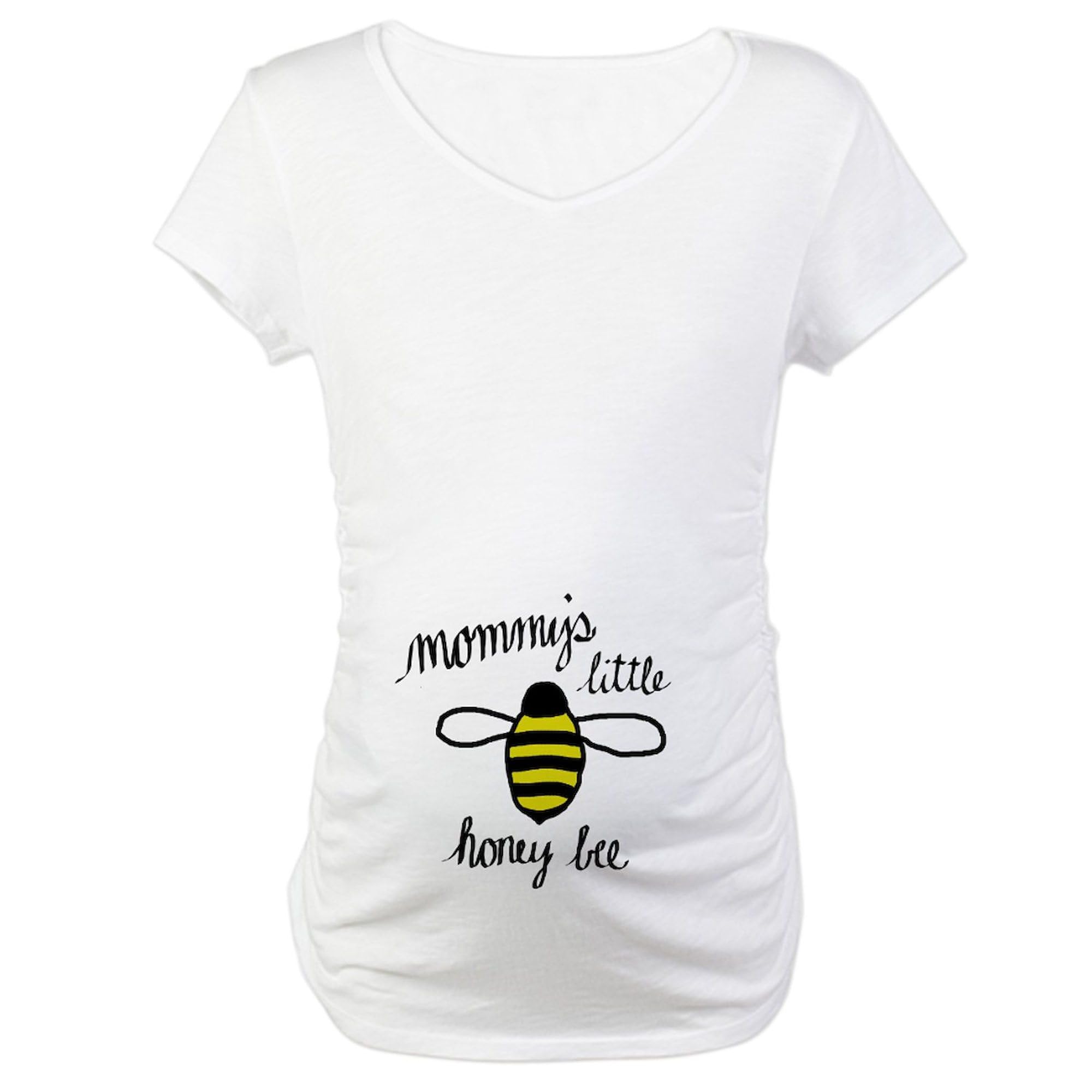 Mommy's Little Honey Bee Maternity T-Shirt for Women - Comfortable Ruched Side Design for Pregnancy - Perfect for Baby Showers, Maternity Photos & Everyday Wear