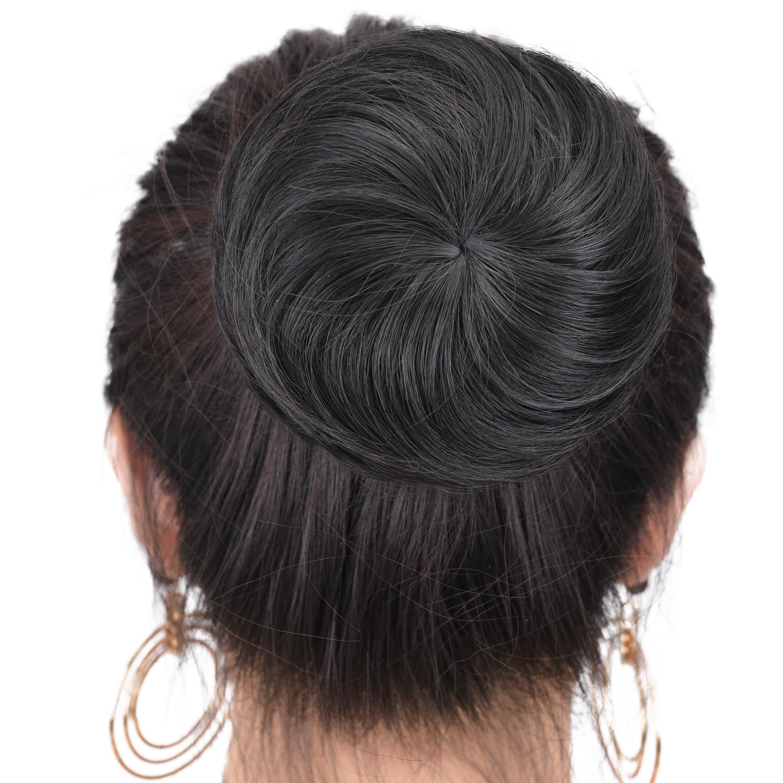 2PCS Black Fake Hair Buns for Women & Girls - Hairpiece for Workplace, Bridal, Wedding & Updo Hairstyles - Perfect for Professional, Formal & Special Occasions