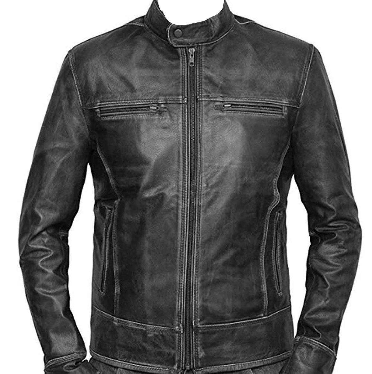 Men's Military Brown Tough Lambskin Leather Biker Jacket - Stylish & Durable Outerwear for Motorcycle Riding, Casual Wear & Outdoor Adventures