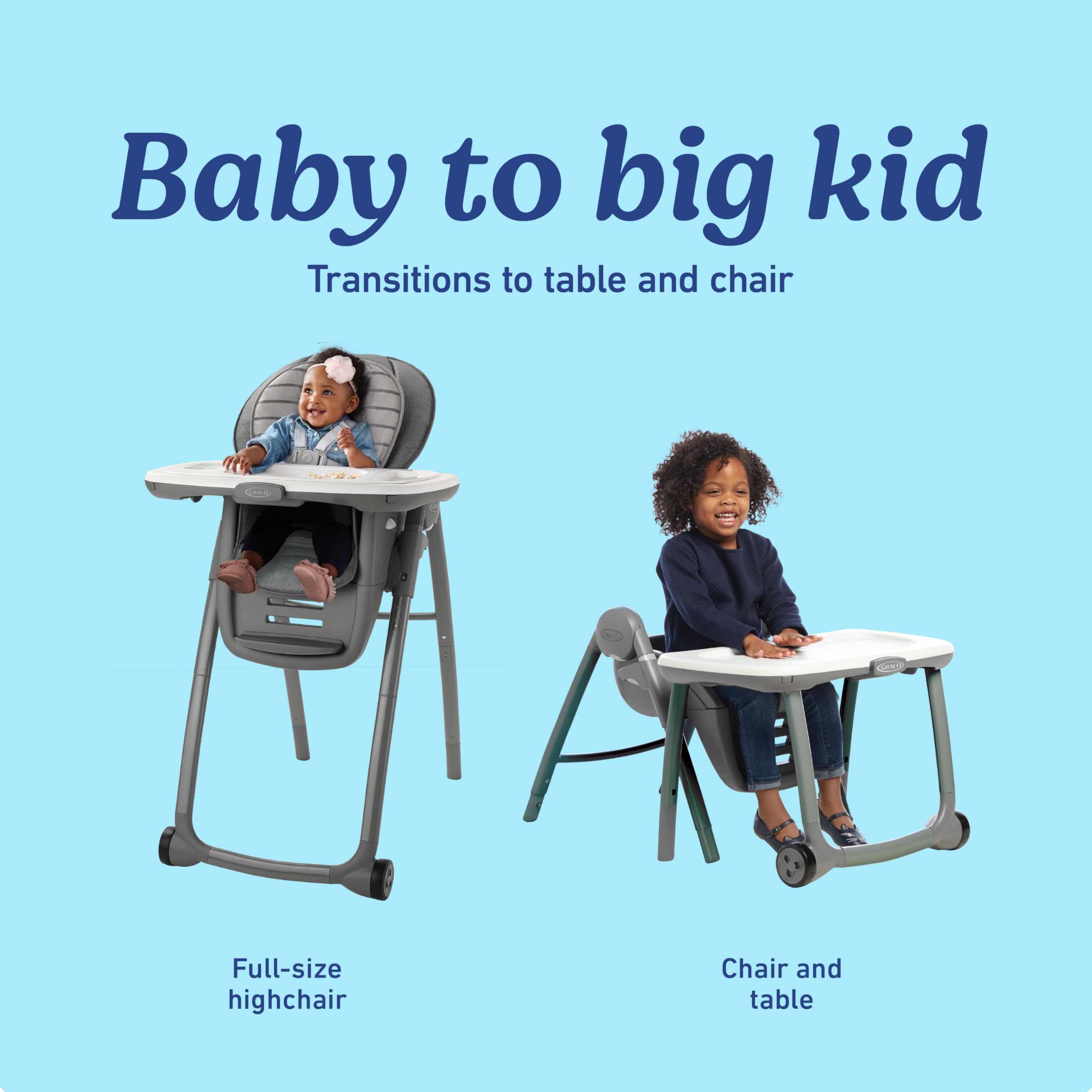 Graco Table2Table Premier Fold 7-in-1 Convertible High Chair - Converts to Toddler Dining Booster Seat, Kids Table & Play Chair | Safe Baby Feeding & Multi-Purpose Nursery Furniture for Home & Restaurant Use