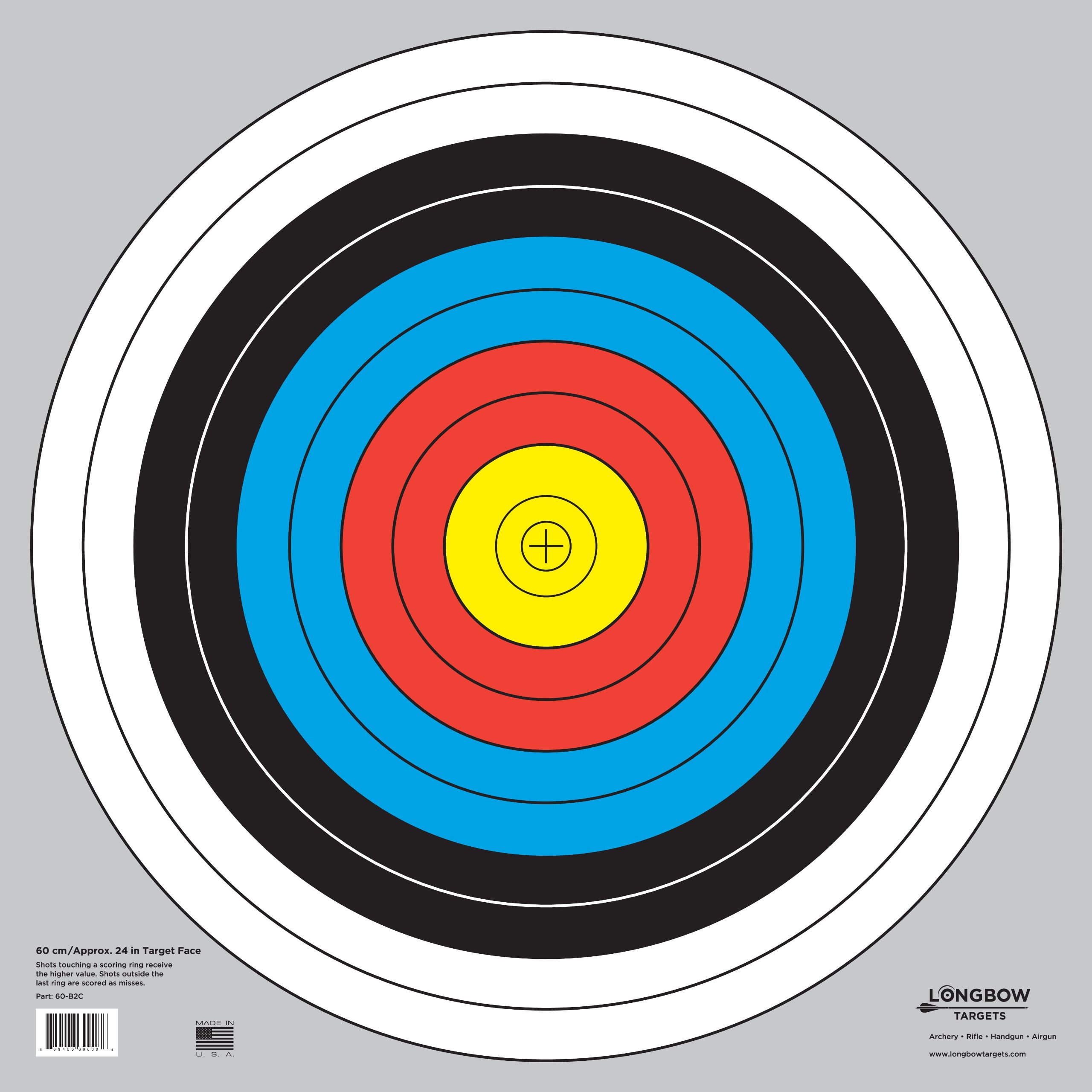 Premium 60cm/24in Longbow & Archery Target with Bullseye Design - Durable Shooting Practice for Bows & Guns (4/10/25/100 Pack Options) - Perfect for Backyard Training, Hunting Prep & Outdoor Sports
