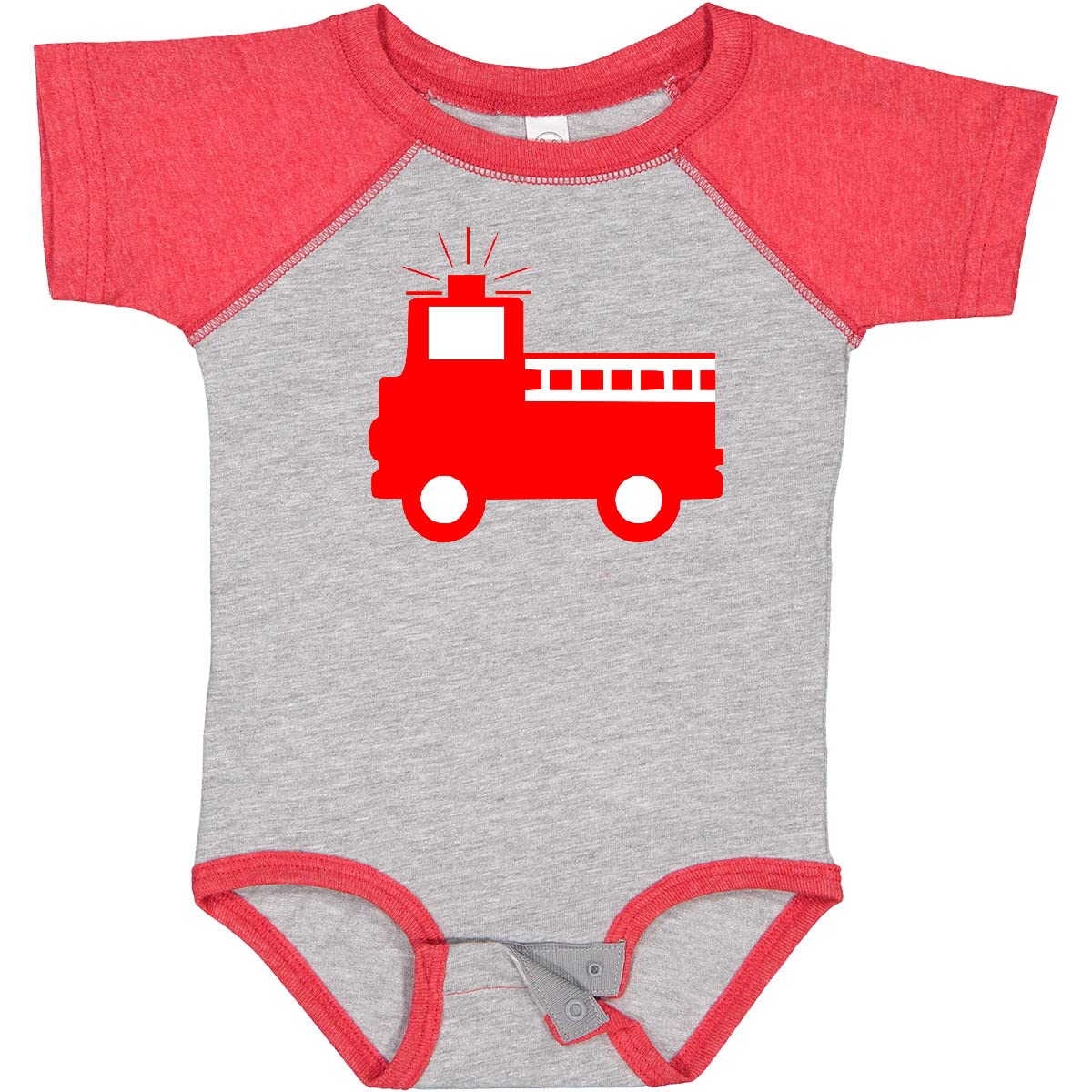 Inktastic Cute Red Firetruck Baby Bodysuit - Soft Cotton Infant Onesie for Boys & Girls - Perfect for Firefighter Theme Parties, First Birthday & Photo Shoots