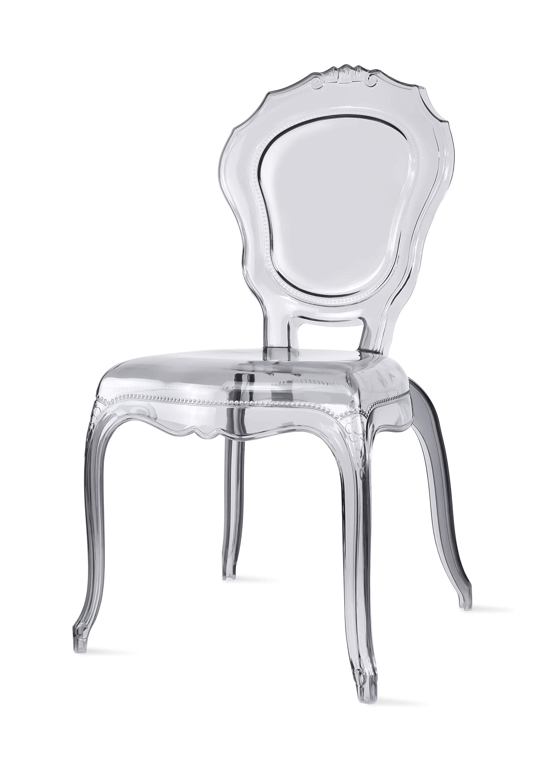 2xhome Belle Transparent Plastic Vanity Chair - Mid Century Modern Ghost Dining Chair, Clear Acrylic (Set of 2) - Perfect for Dining Room, Kitchen, Bar or Retro Home Decor