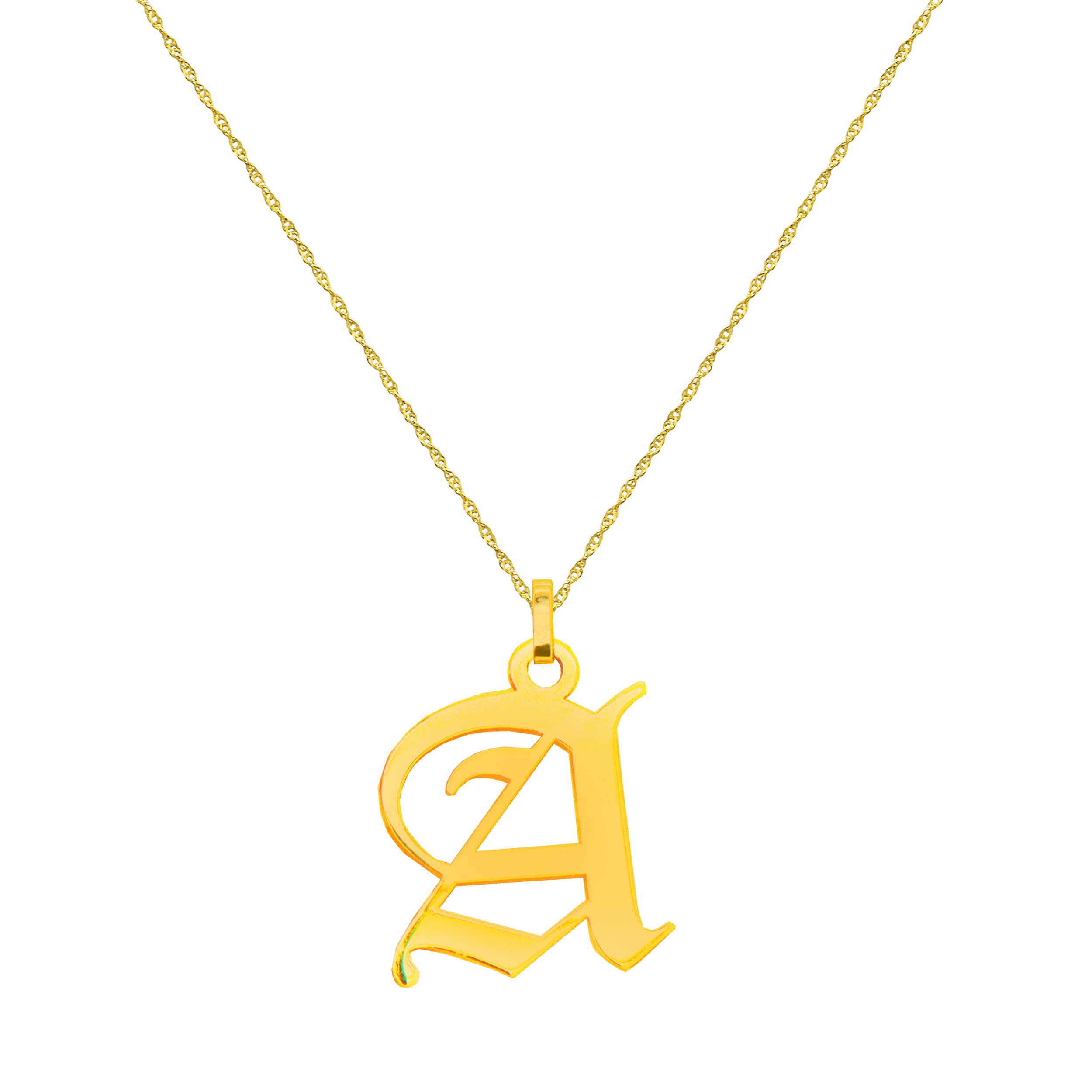 14K Solid Gold Old English Pendant Necklace for Men & Women - Vintage Hip Hop Jewelry Gift for Birthday, Anniversary & Special Occasions