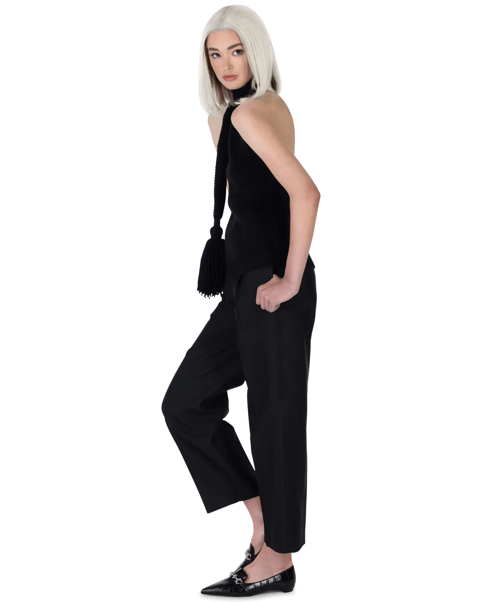 Double Shetland Knit Sleeveless Scarf Top - Women's Winter Fashion Layering Piece for Casual Outfits and Office Wear