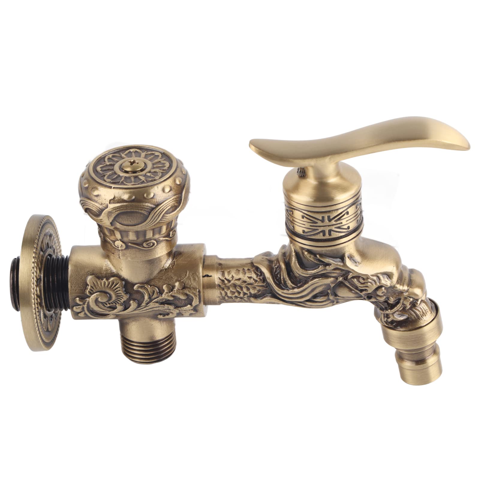 Joyzan Antique Brass Single Handle Vanity Faucet - Wall Mounted Basin Mixer Tap with Knob Control for Hot & Cold Water | Perfect for Bathroom Sink, Lavatory, and Powder Room Decor