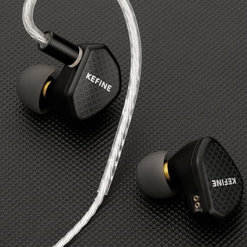 Linsoul Kefine Klean HiFi In-Ear Monitor Headphones - 10mm DLC Diaphragm Dynamic Driver, Wired Gaming Earbuds with Detachable Silver-Plated Cable & Replaceable Tuning Nozzles for Musicians & Audiophiles - Perfect for Studio Recording, Live Performances & Competitive Gaming