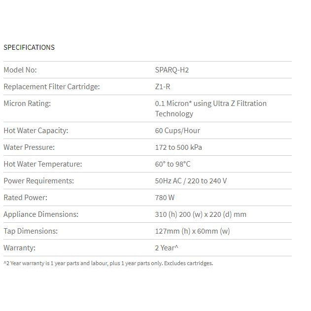 Puretec Sparq H2 Instant Hot & Ambient Filtered Water Dispenser System - 60 Cups/Hour Capacity for Home, Office & Kitchen Use