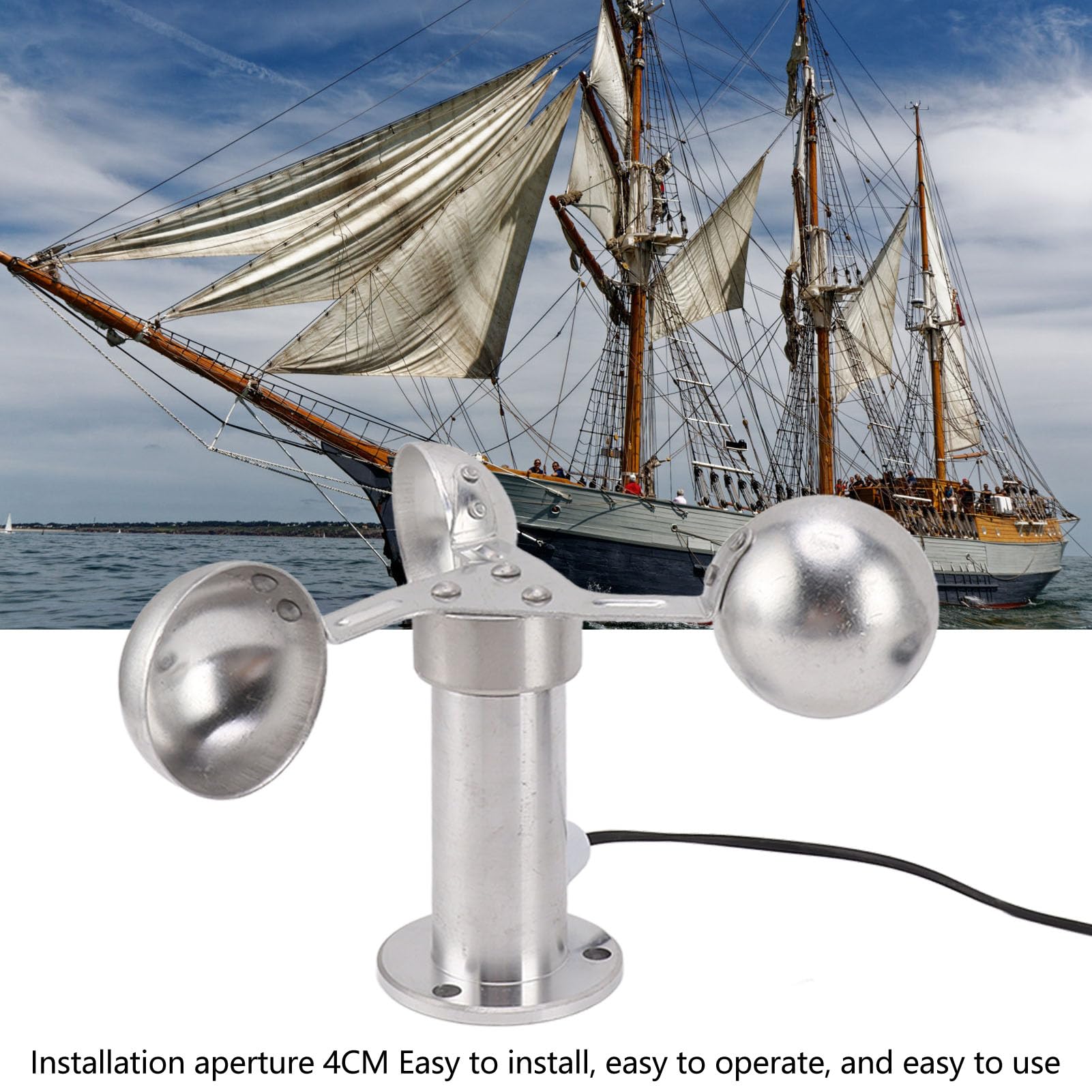 High Accuracy 3-Cup Wind Speed Sensor Anemometer - Aluminum Alloy Weather Station Wind Tester for Meteorological Stations, Power Plants & Outdoor Activities (Hiking, Sailing, Drone Flying)