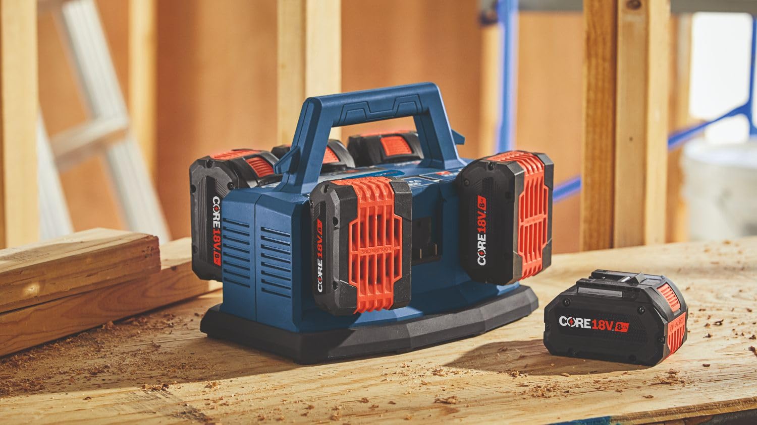 BOSCH GAL18V6-80 18V 6-Port Fast Lithium-Ion Battery Charger for Power Tools - Quick Charge for Drills, Saws & More | Perfect for Construction & DIY Projects