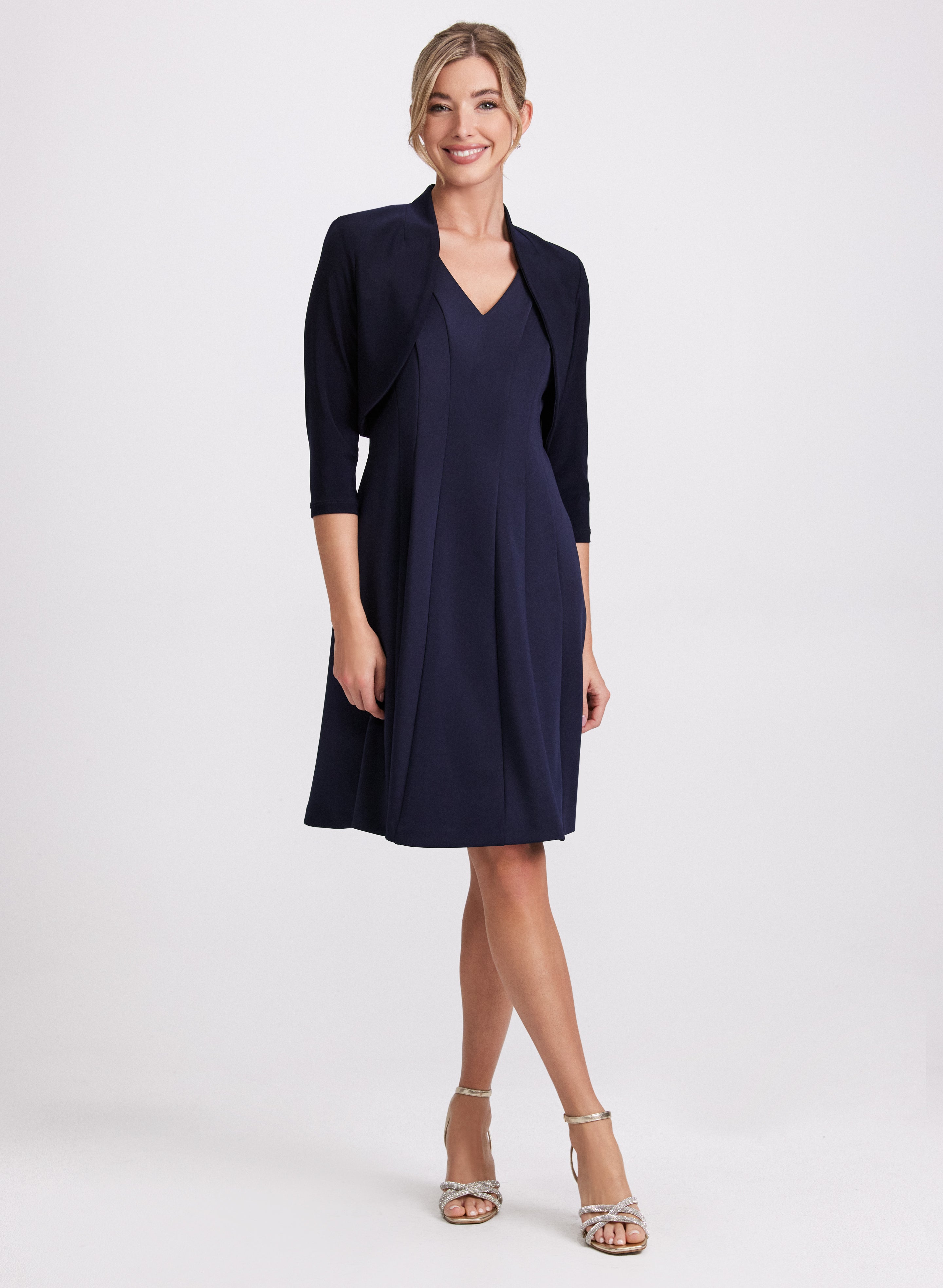 Elegant 3/4 Sleeve Bolero Cardigan - Women's Lightweight Knit Cover-Up for Weddings, Parties & Office Wear