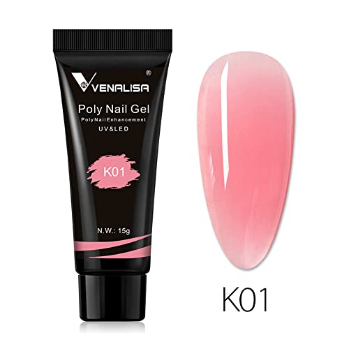 Venalisa Poly Builder Gel - 15g Professional Acrylic Nail Extension Gel Polish (Color K01) for Strong, Long-Lasting Manicures at Home & Salon