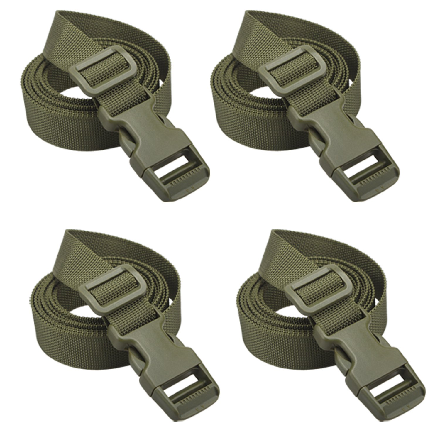 XTACER 1 Inch MOLLE Backpack Accessory Strap - Heavy Duty Luggage Straps, Sleeping Bag Straps with Buckle - Tactical Gear for Outdoor Camping, Hiking & Travel (Green, 60 Inches)
