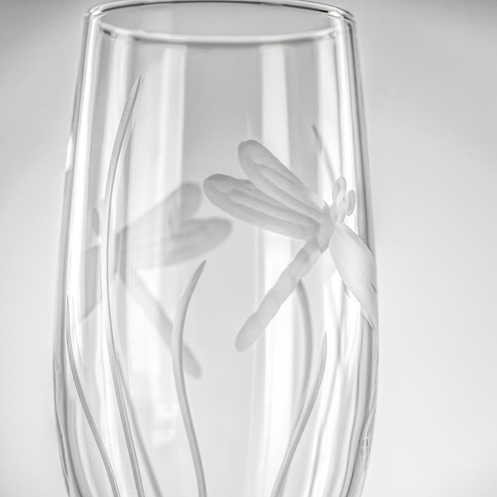 Premium Dragonfly 8oz Champagne Flutes - Set of 12 | Elegant Glassware for Weddings, Parties & Celebrations | Dishwasher Safe & Crystal Clear Design