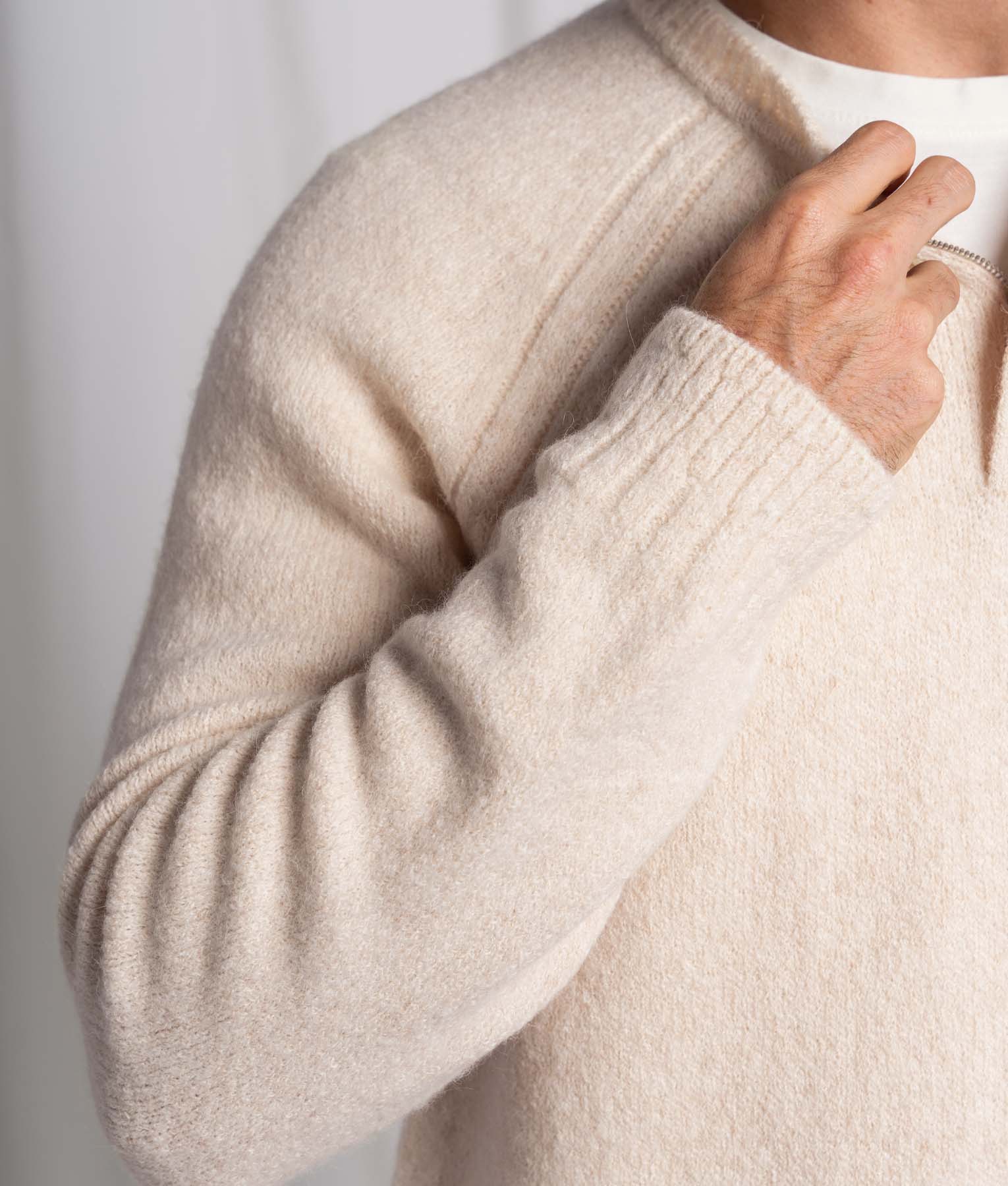 Men's Natural White Raglan Sweater - Soft Cotton Jersey Pullover for Casual Wear & Layering | Perfect for Everyday Outfits, Weekend Errands & Relaxing at Home