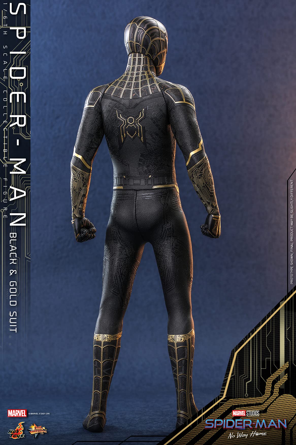 Hot Toys 1:6 Scale Spider-Man Black & Gold Suit Action Figure - Collectible Marvel Movie Toy from Spider-Man: No Way Home - Perfect for Display, Gifts, and Marvel Fans Collection