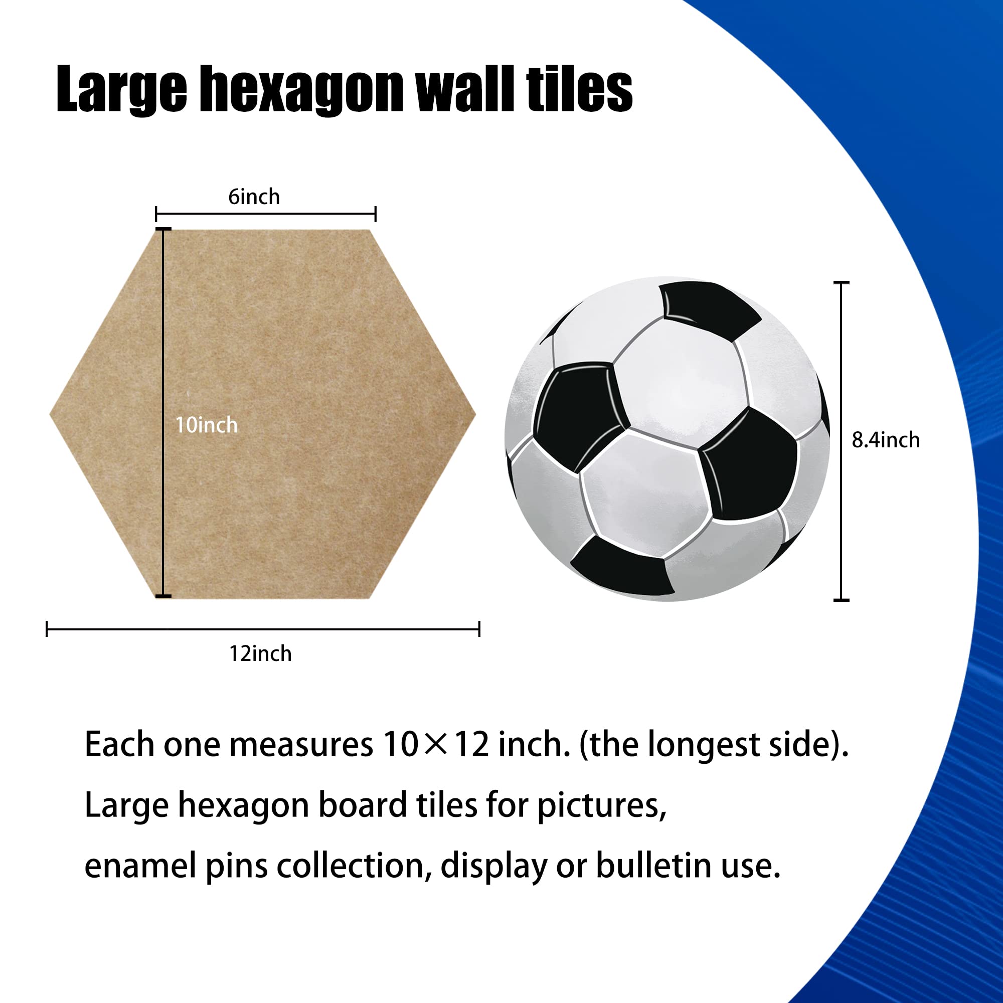 5Pcs Hexagon Felt Bulletin Board Tiles 10