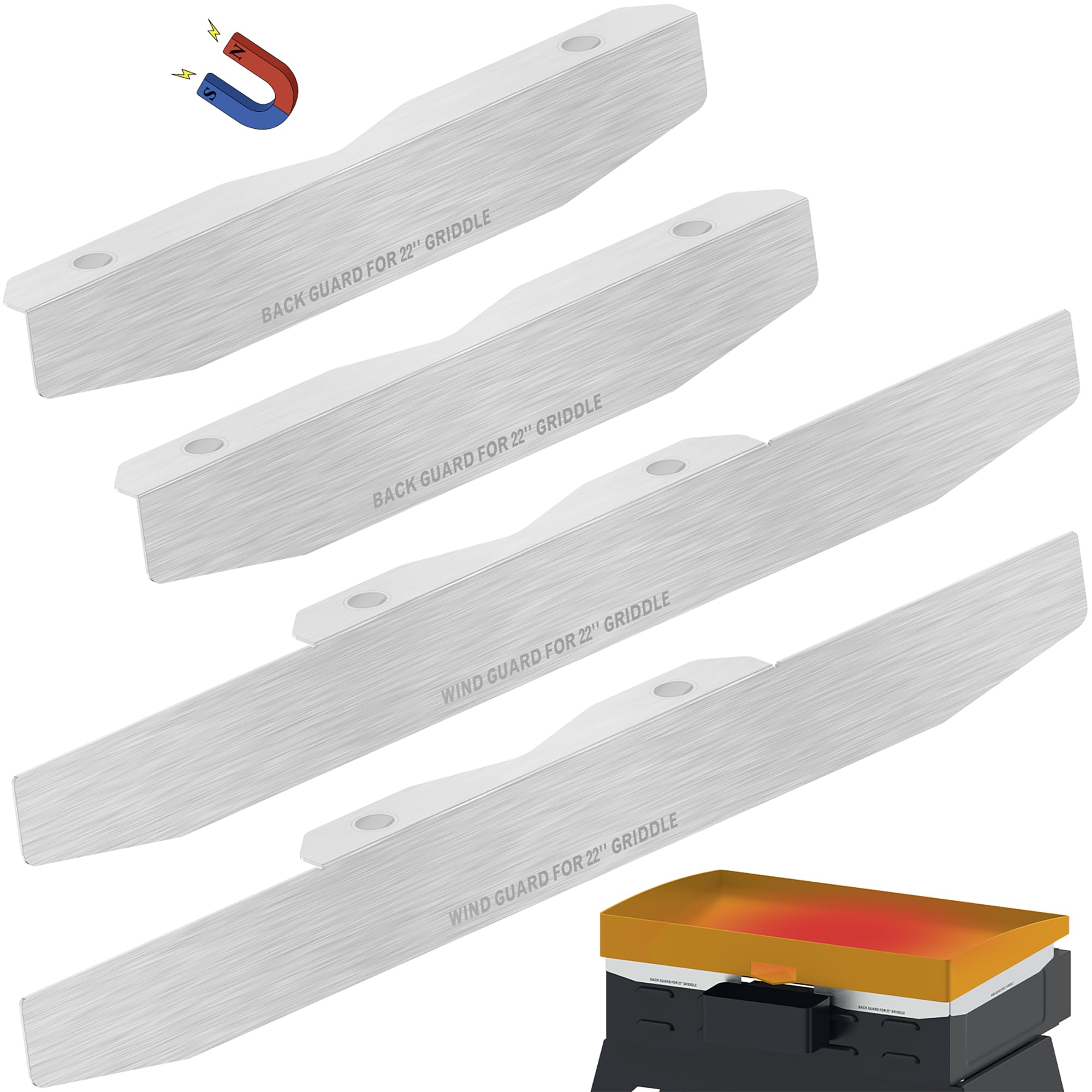 Upgraded Stainless Steel Magnetic Wind Guards for Blackstone 22
