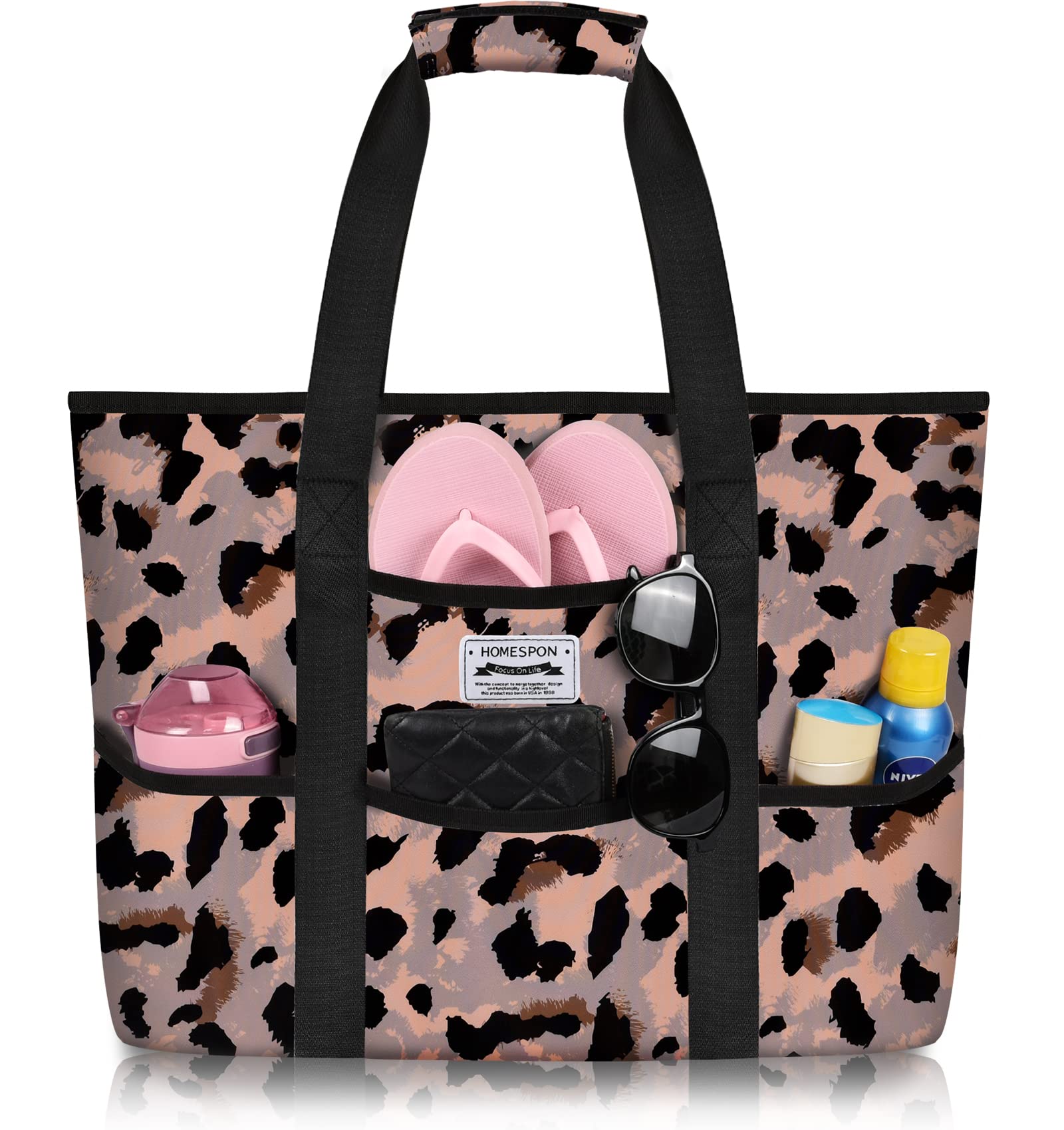 **Large Waterproof Beach Bag for Women - Sandproof Tote with Zipper & Pockets - Perfect for Travel, Vacation, Pool & Gym**    *Ideal for beach trips, swimming, gym workouts, and weekend getaways!*