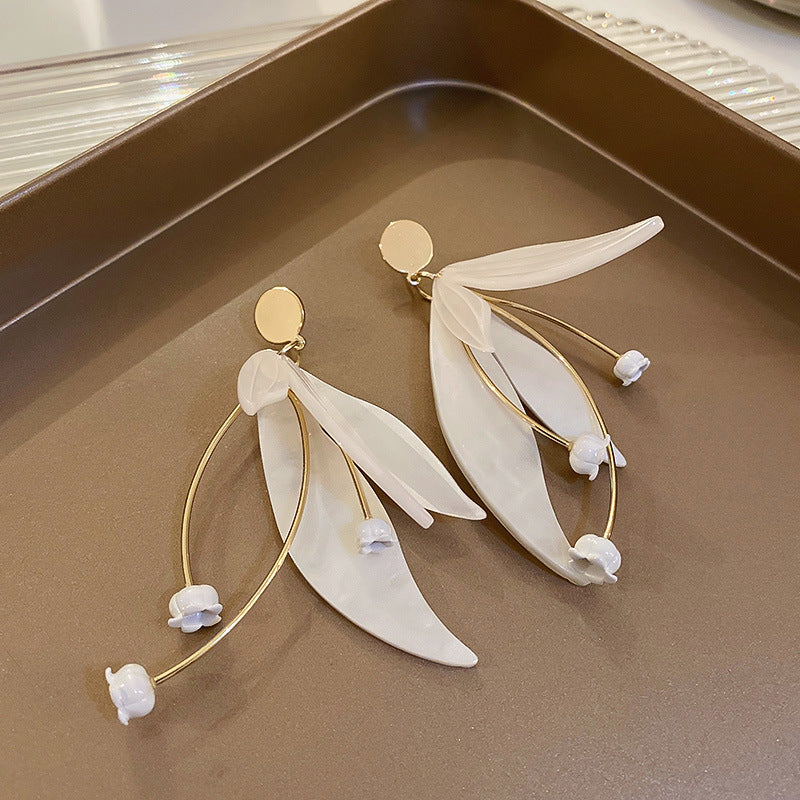 Elegant Flower Petal Drop Earrings for Women | Sterling Silver Dangle Earrings | HE6934 | Perfect for Weddings, Parties & Date Nights
