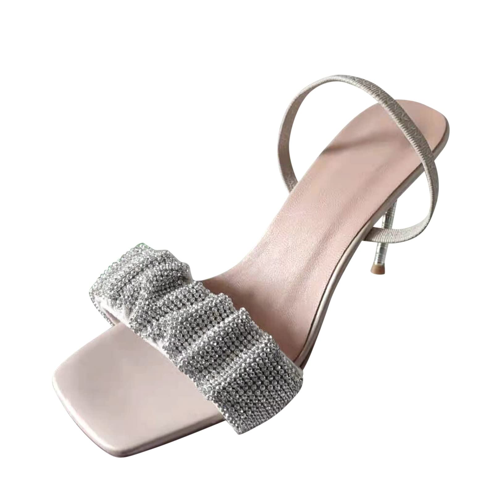 Sexy Rhinestone Fish Mouth High Heel Sandals for Women - White Summer Fashion Pumps | Perfect for Parties, Weddings & Evening Events