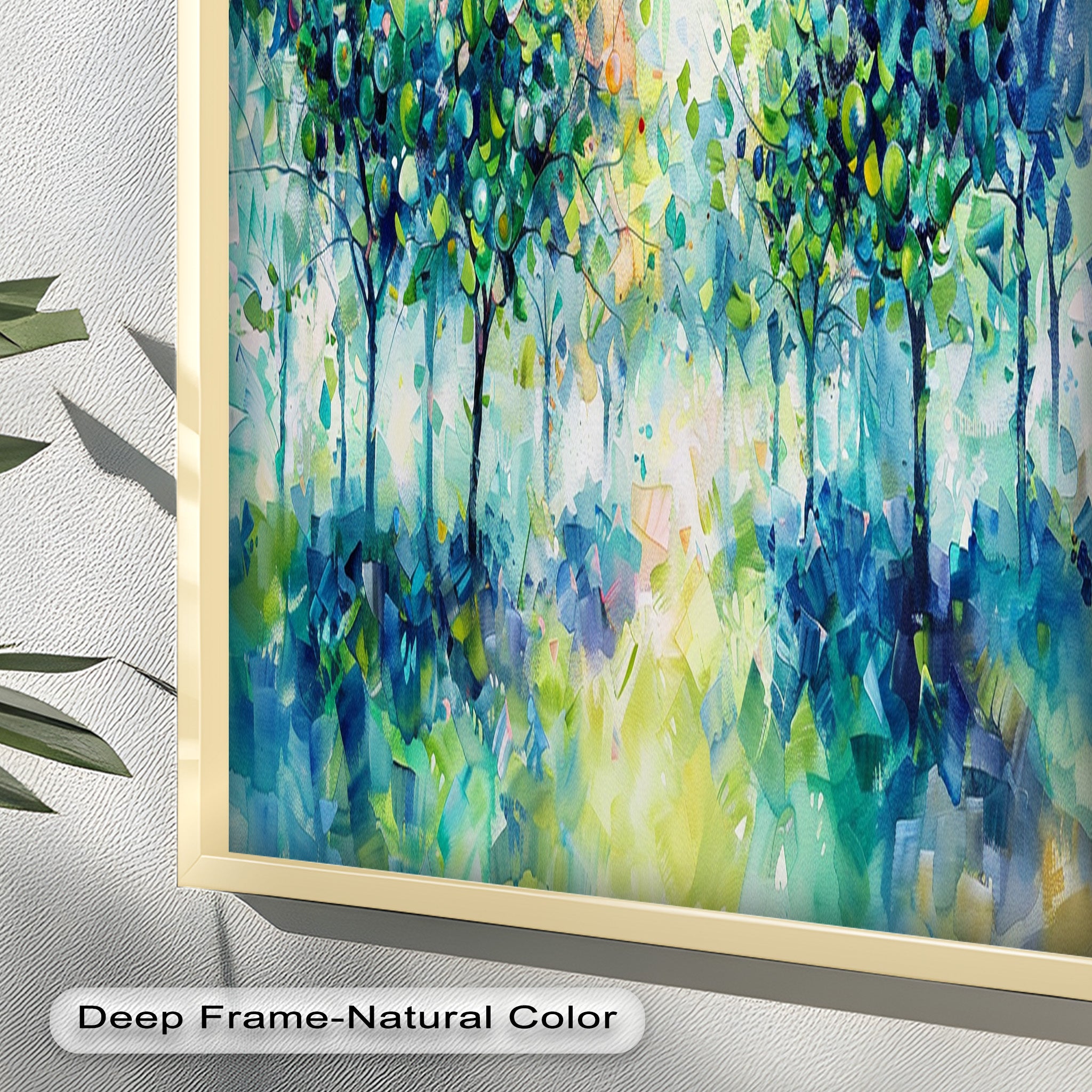 Blue & Green Forest Landscape Abstract Nature Oil Painting - Handmade Canvas Wall Art for Living Room, Bedroom & Office Decor