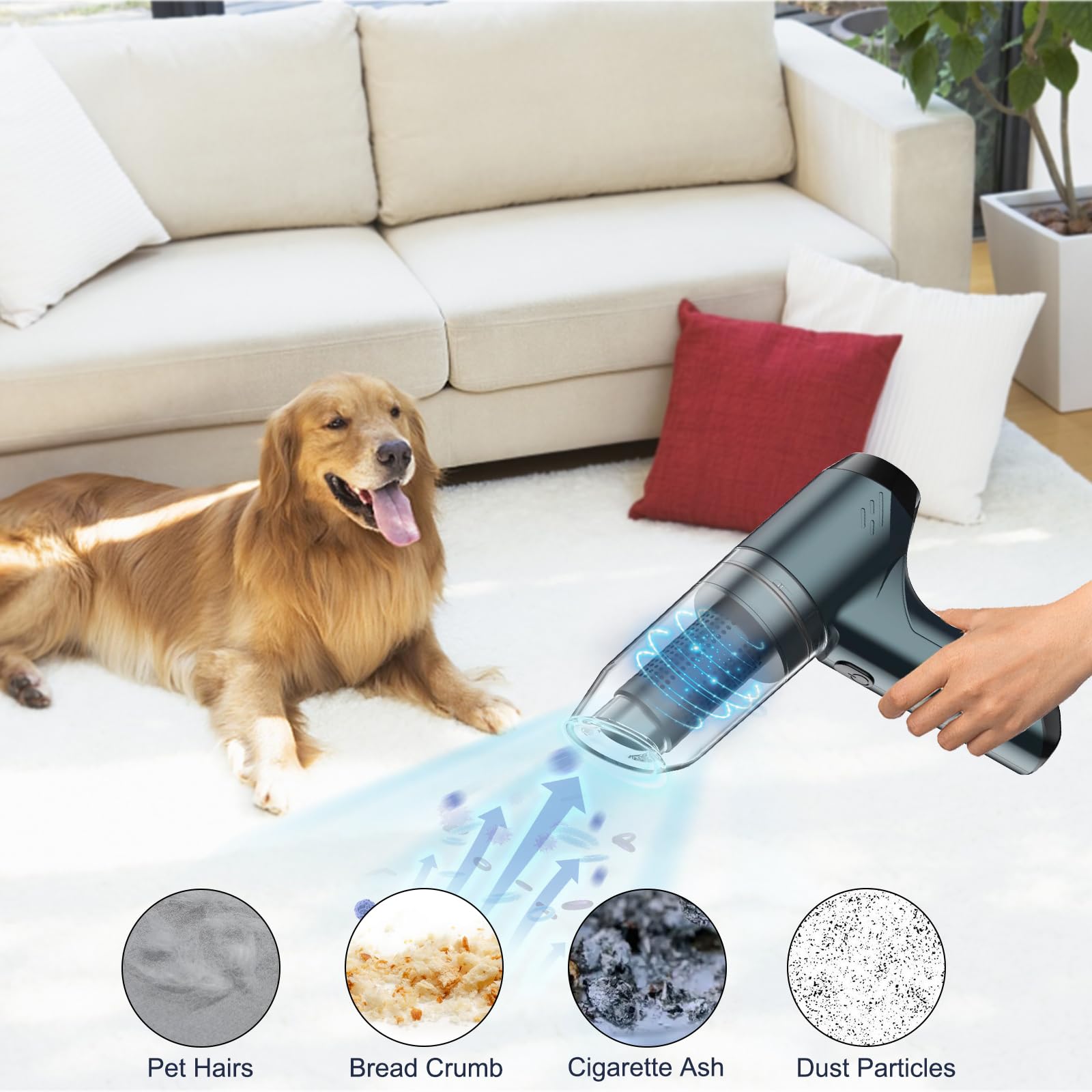 **19000Pa Cordless Handheld Car Vacuum Cleaner & Blower - 3-in-1 Dust Buster, Air Blower & Hand Pump - High Power Brushless Motor for Car, Home & RV Cleaning**    *(Perfect for Cleaning Car Seats, Pet Hair, Dust, Crumbs & Inflating Air Mattresses or Pool Toys)*