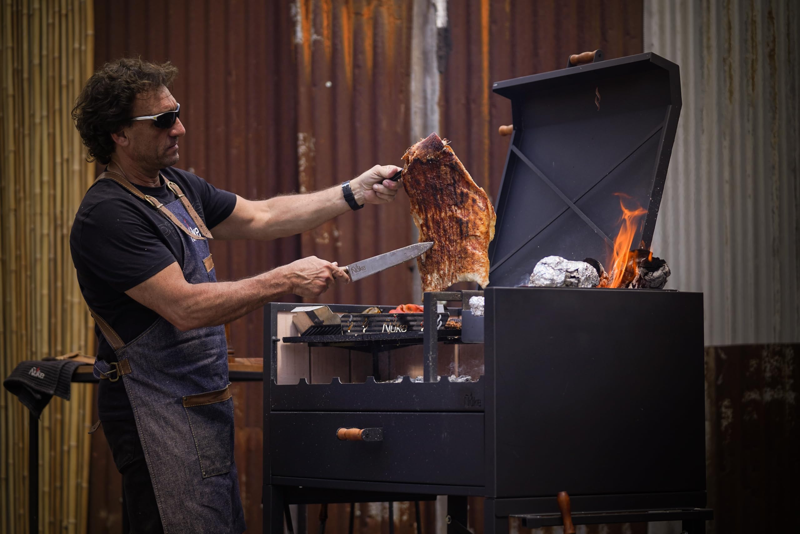 Delta Gaucho Firebox Grill - Authentic Argentine Outdoor Grill for Wood or Charcoal - Perfect for Camping, Backyard BBQs, and Patio Cooking
