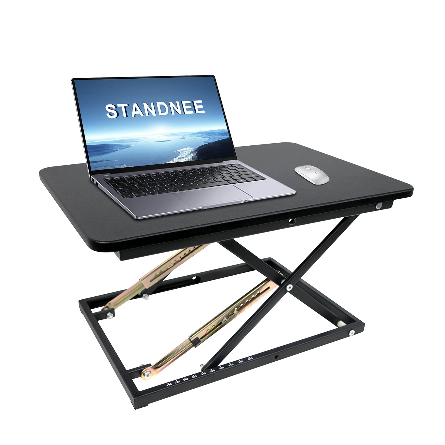 Ergonomic Standing Desk Converter - Height Adjustable Stand Up Desk Riser for Home & Office (Black) | Supports 300 lbs, Fully Assembled Monitor/Laptop Workstation | Perfect for Remote Work, Gaming & Productivity