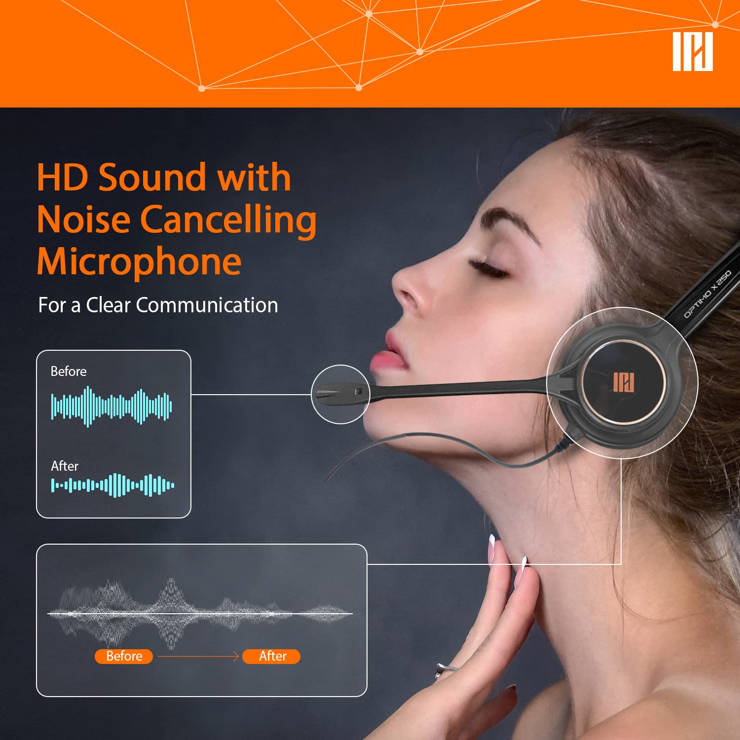 IPD IPH-255 USB Noise Cancelling Headset with Microphone for Office & Call Centers | Compatible with Skype, Microsoft Teams, Cisco Jabber | Perfect for Remote Work & Online Meetings