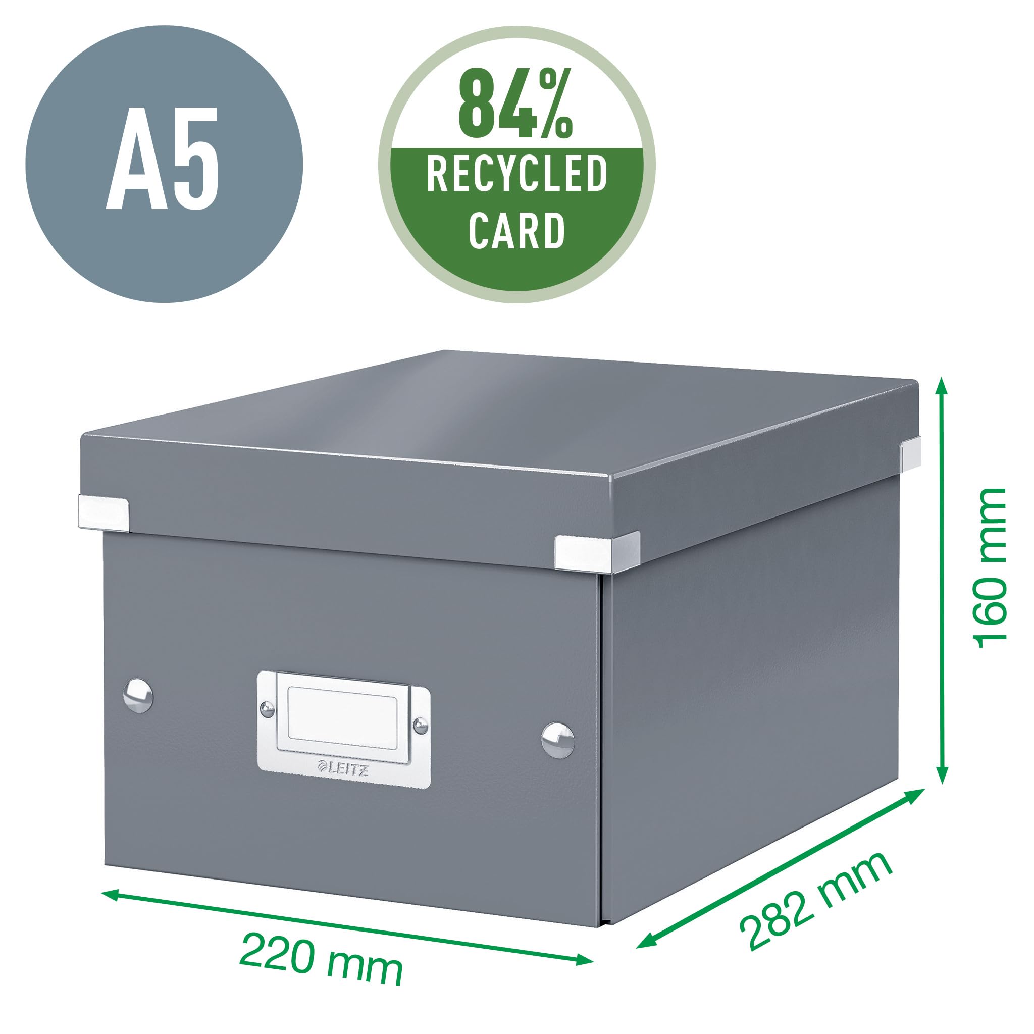 Leitz A5 Storage Box - Small Black Organizer for Documents, Files & Office Supplies | Click & Store Range 60430001 | Perfect for Home Office, School & Workspace Organization