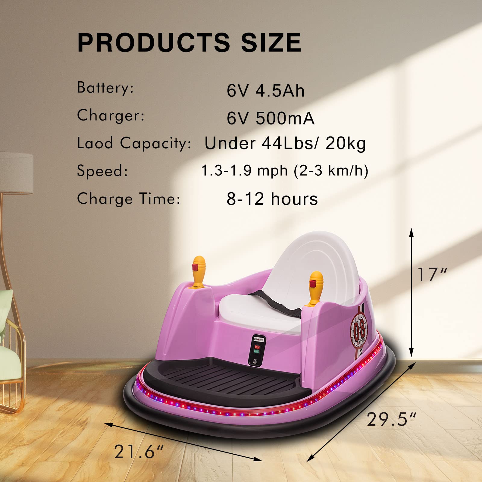 **6V Battery Powered Ride-On Bumper Car for Kids – Remote Control, Music, LED Lights & 360° Spin – Safe Electric Toy with Seat Belt for Boys & Girls (Lavender) – Perfect for Indoor & Outdoor Play, Birthday Gifts & Family Fun**