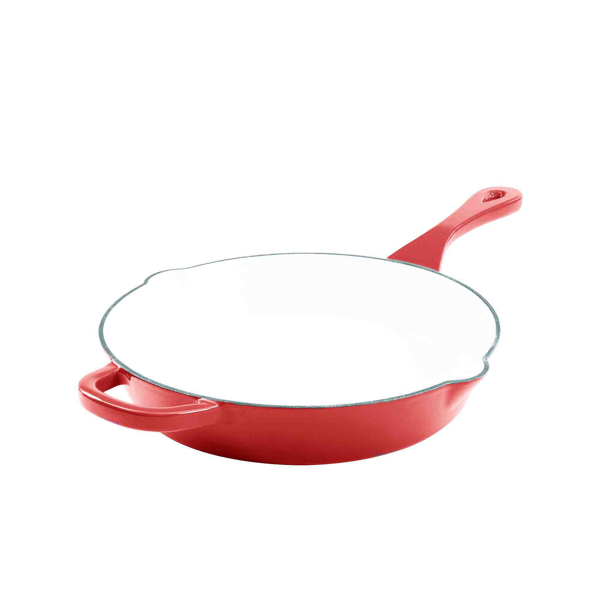 Premium Crock Pot Artisan Enameled 8-Inch Round Cast Iron Skillet - Red | Durable Dutch Oven for Baking, Roasting & Stovetop Cooking | Perfect for Camping, Home Kitchen & Outdoor BBQ