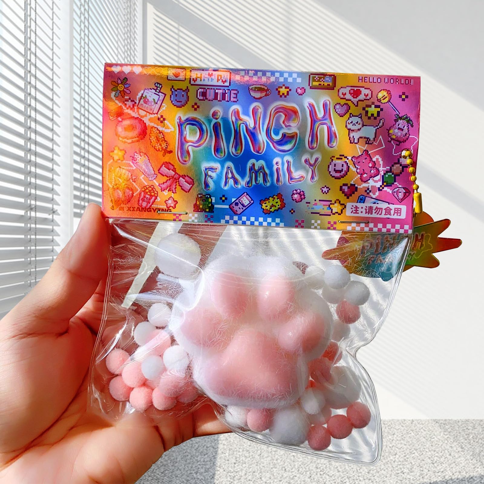 Taba Squishy Cat Paw Sensory Toys - Kawaii Squeeze Stress Relief Fidget Toy for Kids & Teens, Soft Faux Fur Ball with OPP Packaging - Perfect for Anxiety Relief, Classroom Focus & ADHD Therapy
