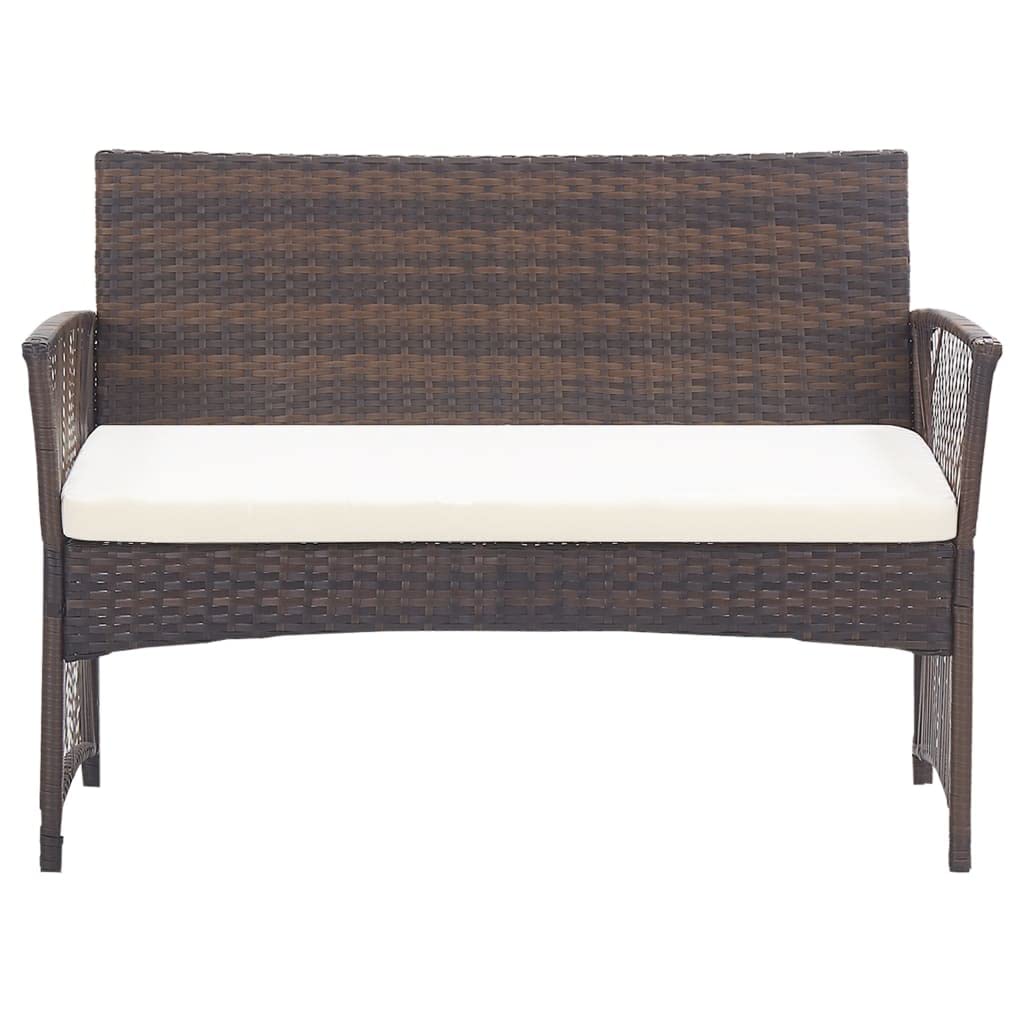 CHARMMA 4-Piece Patio Lounge Set with Cushions - Brown Poly Rattan Outdoor Furniture for Garden, Poolside & Backyard Relaxation