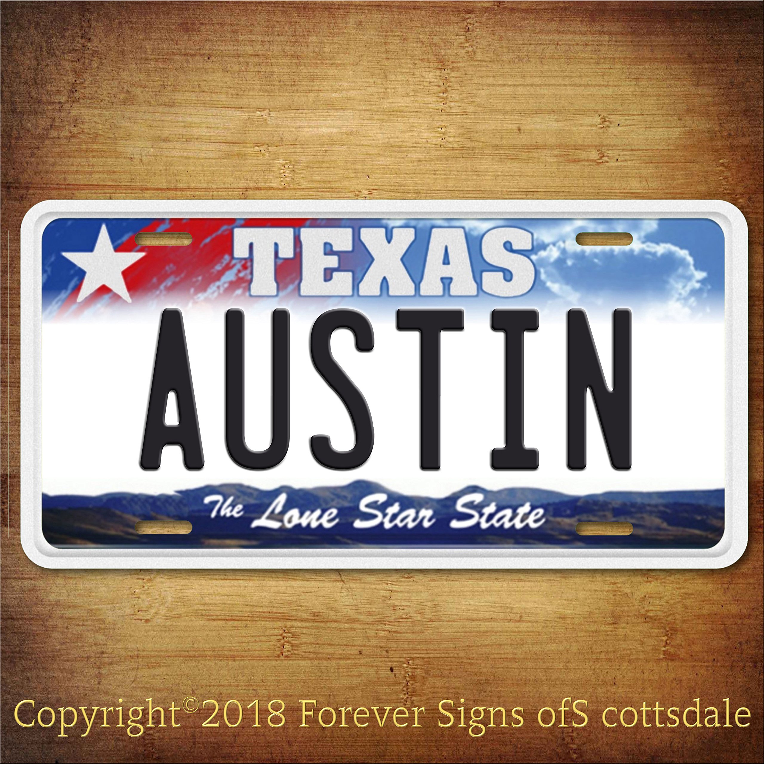 Custom Aluminum Vanity License Plate - Personalized for Scottsdale, Austin, Texas Cities & Colleges - Perfect for Cars, Trucks, Dorms & Gifts