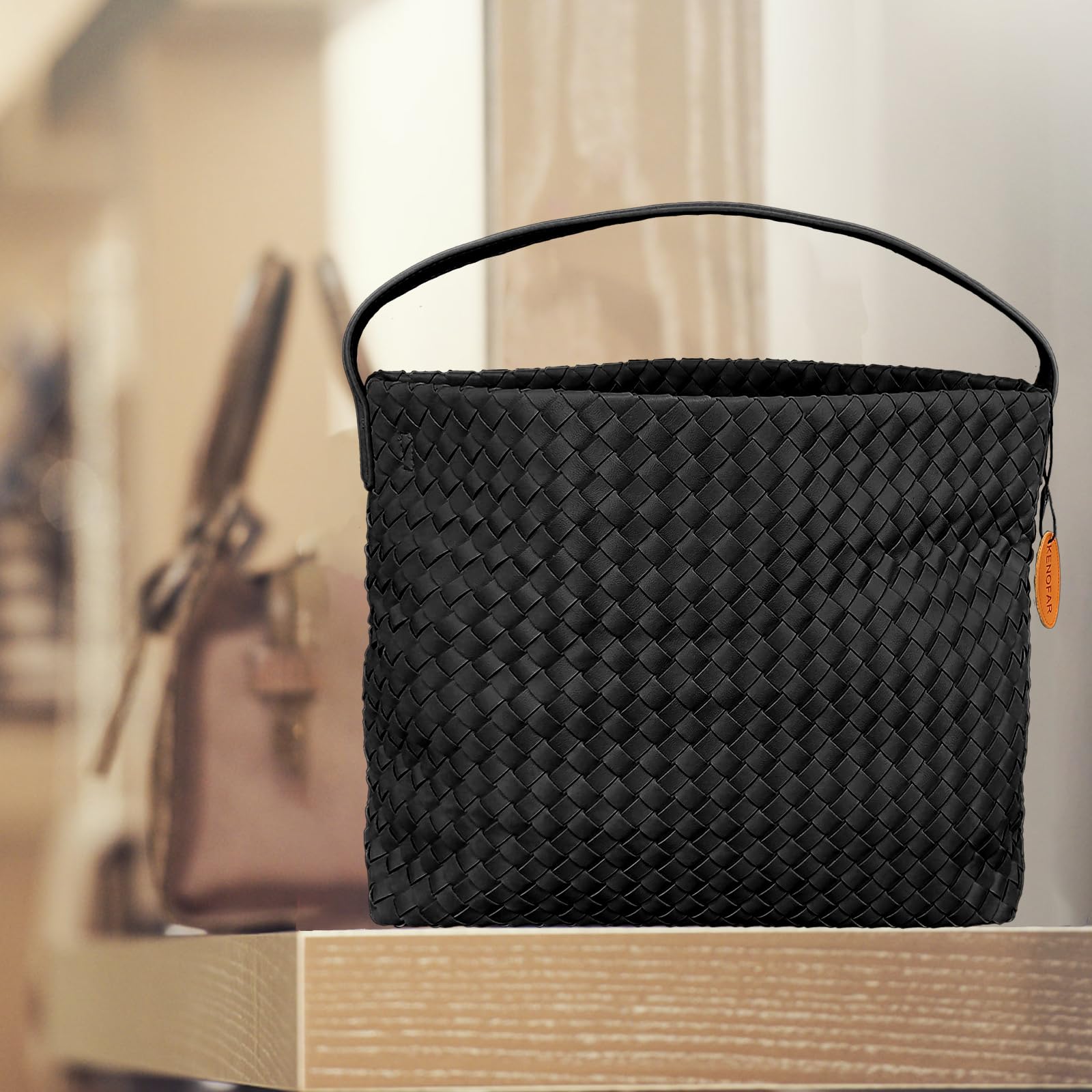 Eco-Friendly Vegan Leather Woven Tote Bag for Women - Handmade Shoulder Bag with Top Handle | Perfect for Shopping, Beach & Everyday Use