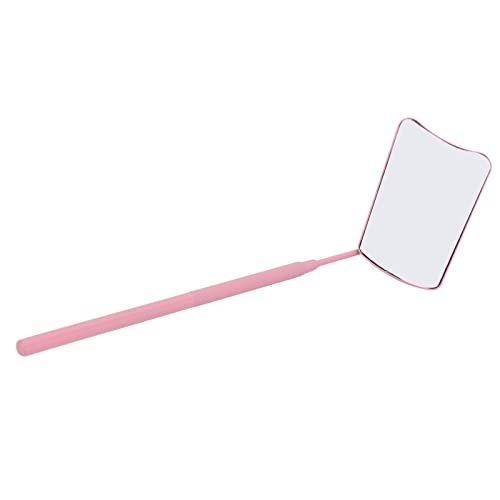 HD Fan-Shaped Eyelash Extension Mirror - Stainless Steel Makeup Mirror with Knurled Handle for Professional & Home Use, Perfect for Eyelash Extensions, Makeup Application & Beauty Salon (Pink)