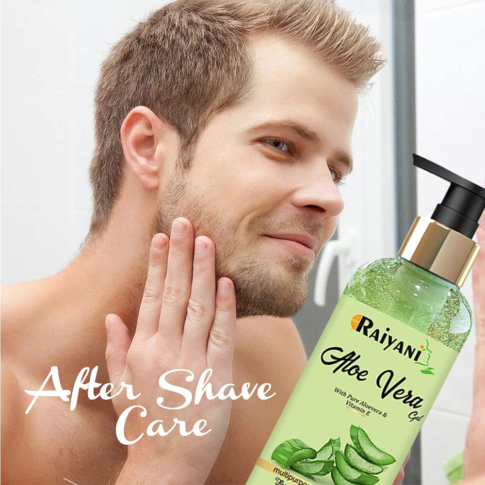 **Raiyani 99% Pure Organic Aloe Vera Gel for Face & Skin – Natural Moisturizer with Vitamin E, Paraben-Free, Silicone-Free, No Mineral Oil – 200ml | Hydrating, Soothing, Sunburn Relief, After-Shave Care**