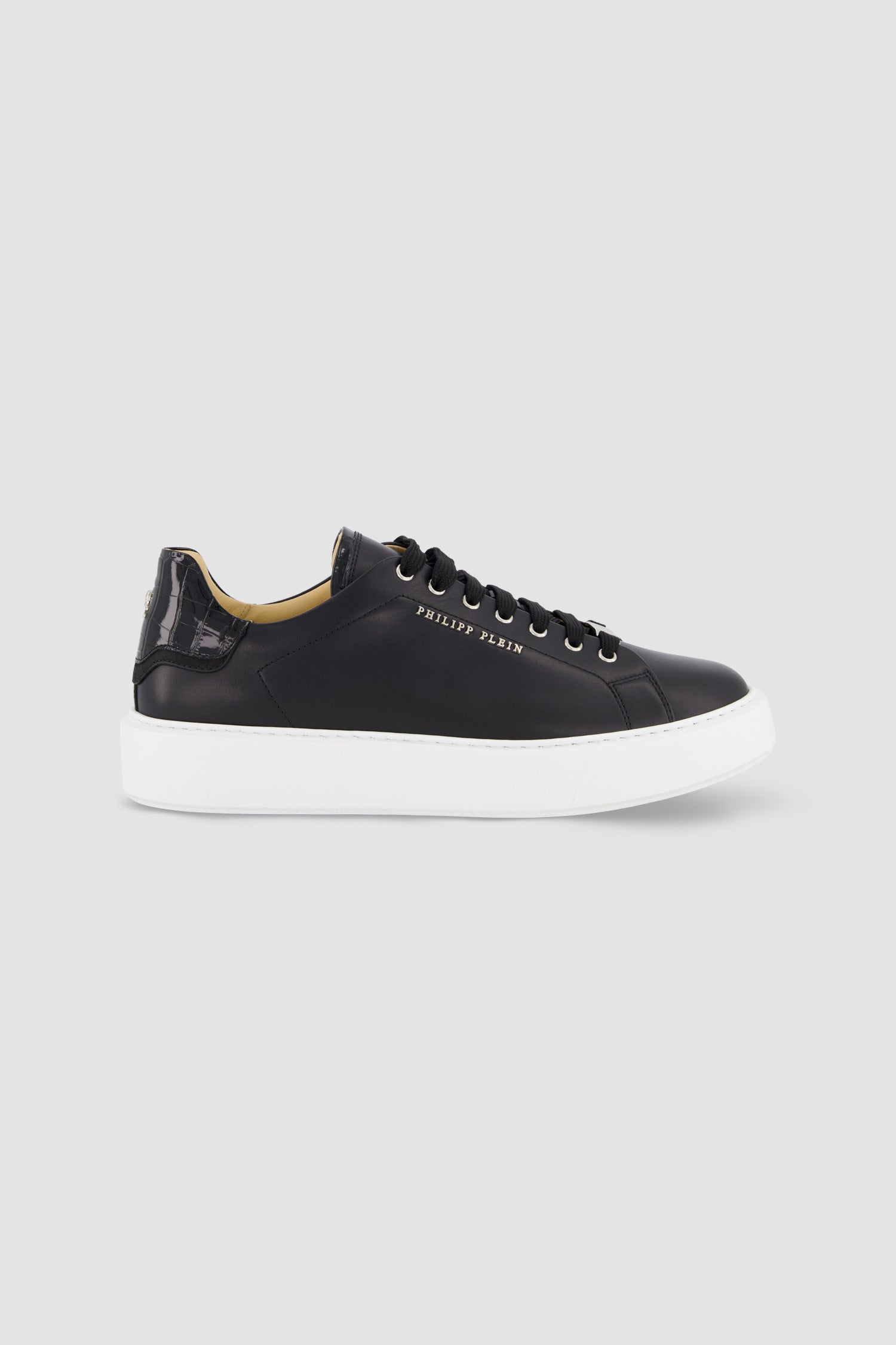 Philipp Plein Black Leather Hexagon Lo Top Sneakers for Men - Stylish Casual & Streetwear Fashion Shoes for Everyday Wear