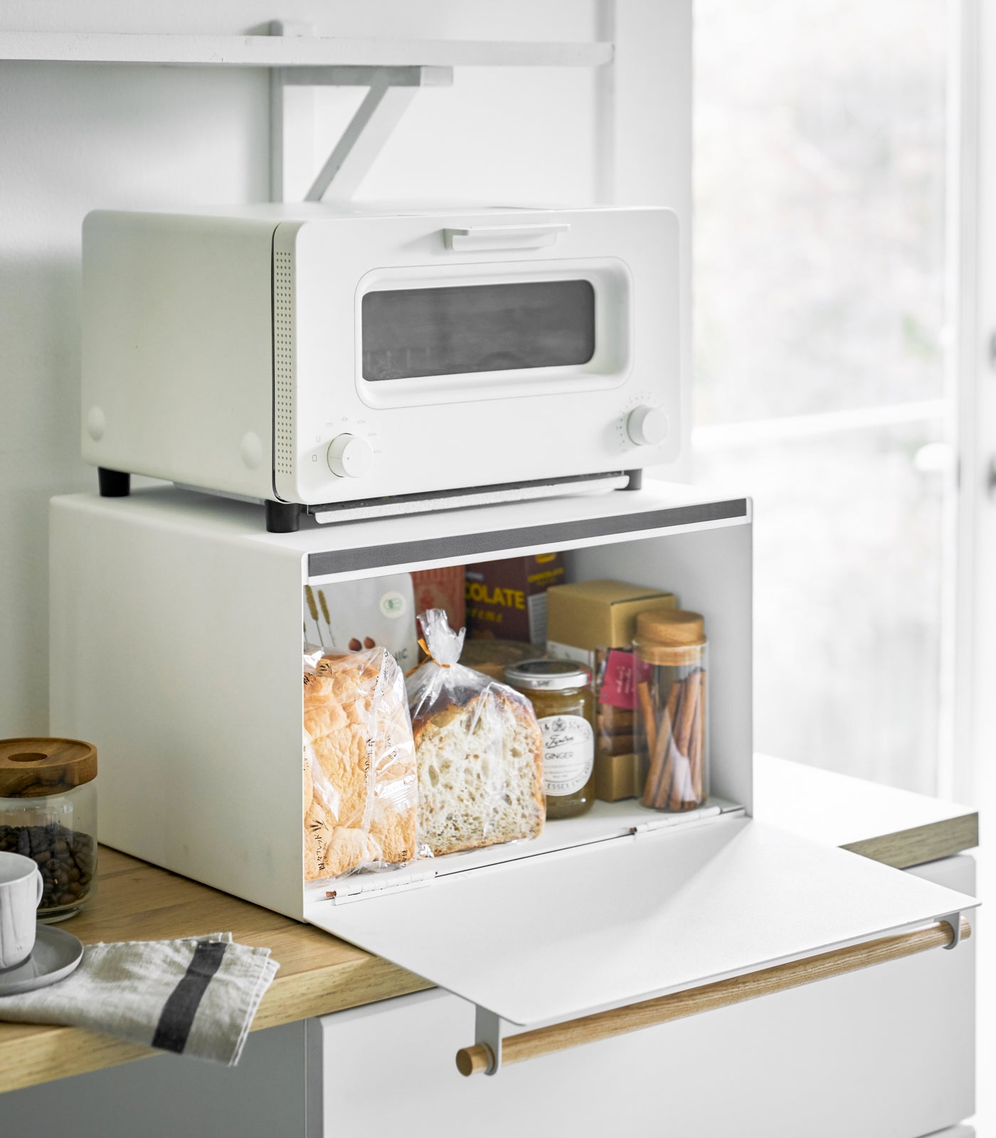 Stainless Steel & Wood Bread Box - 2 Styles for Fresh Bread Storage | Perfect for Kitchen Countertop, Pantry, and Dining Table Organization