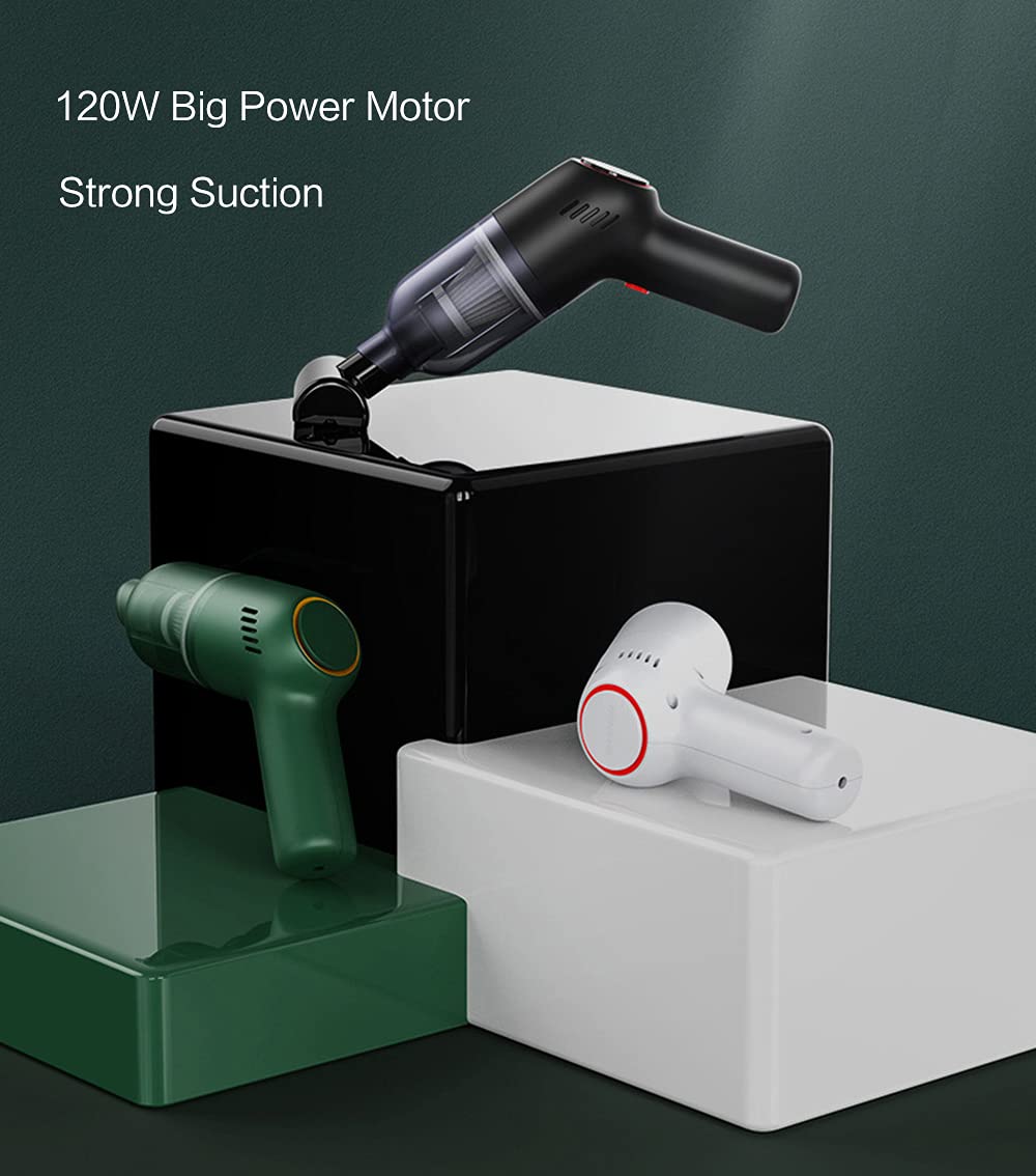 **Powerful Cordless Handheld Vacuum Cleaner - Rechargeable Mini Vacuum with Strong Suction for Car, Home, Kitchen & Pet Hair - Wet & Dry Cleaning - Portable & Lightweight (White) - Perfect for Quick Cleanups, Car Detailing & Pet Hair Removal**