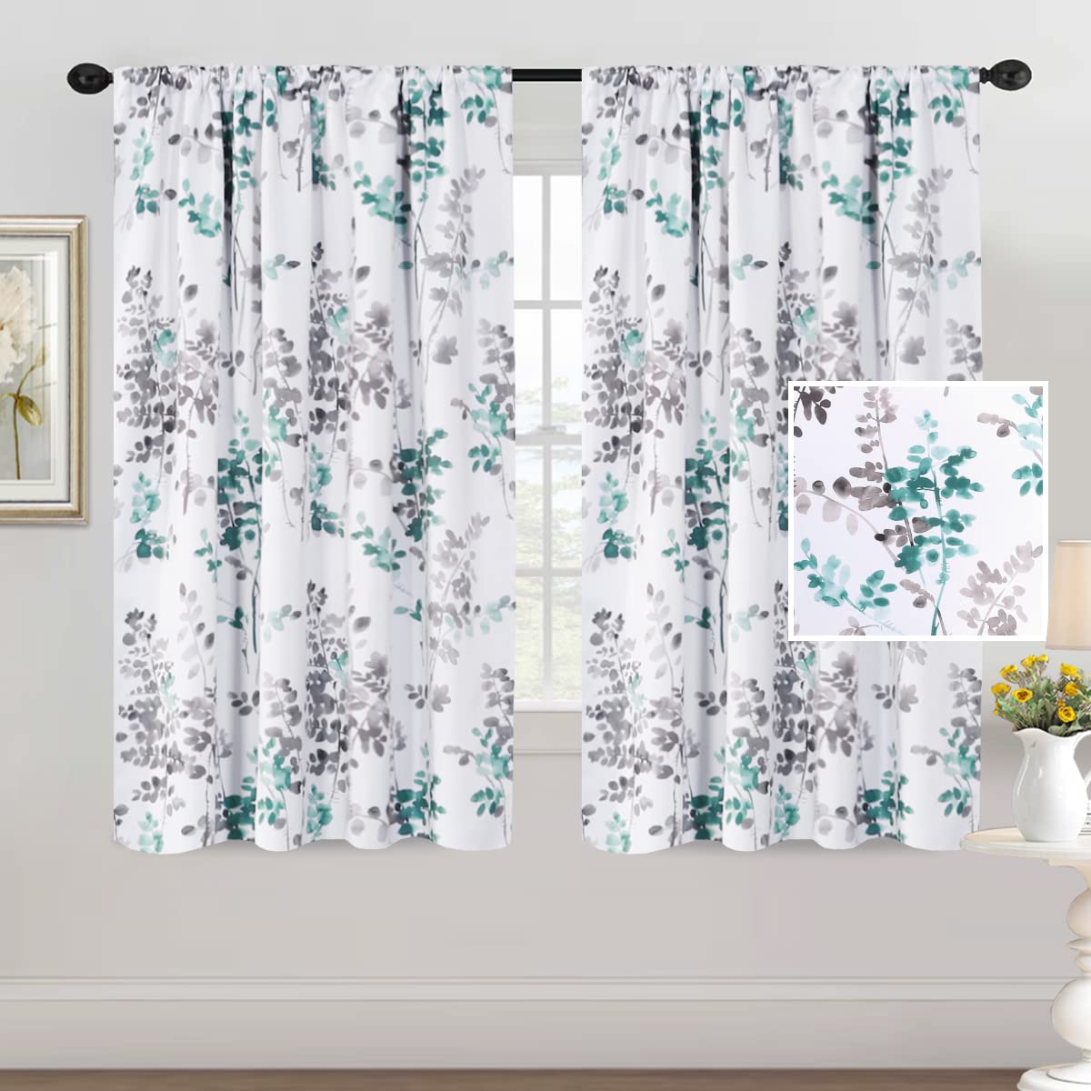 H.VERSAILTEX Floral Print Blackout Curtains 63