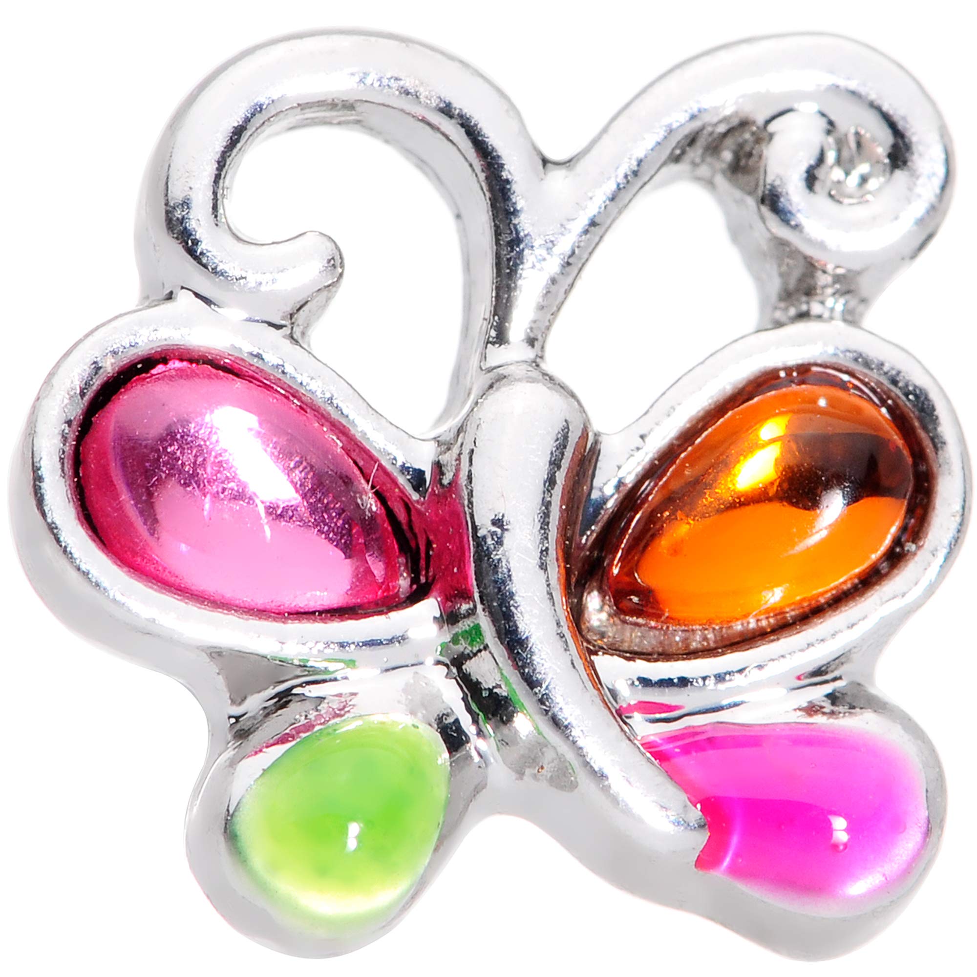 16G Stainless Steel Pink & Orange Butterfly Cartilage Earring - Tragus & Helix Jewelry for Women - 1/4