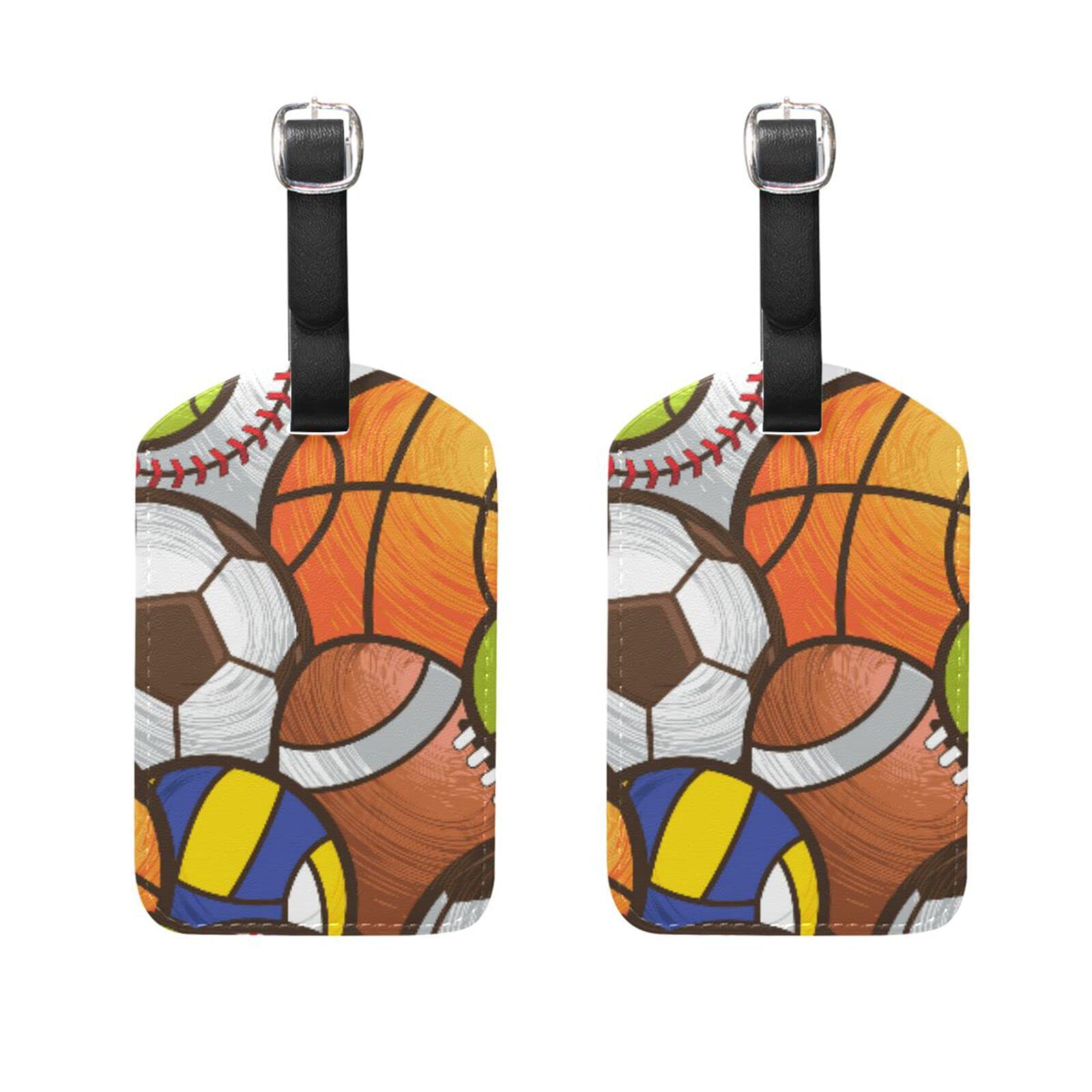 2-Pack Sports-Themed Luggage Tags - Durable Suitcase ID Tags for Basketball, Soccer & More | Perfect for Travel, Gym Bags & Sports Equipment Identification