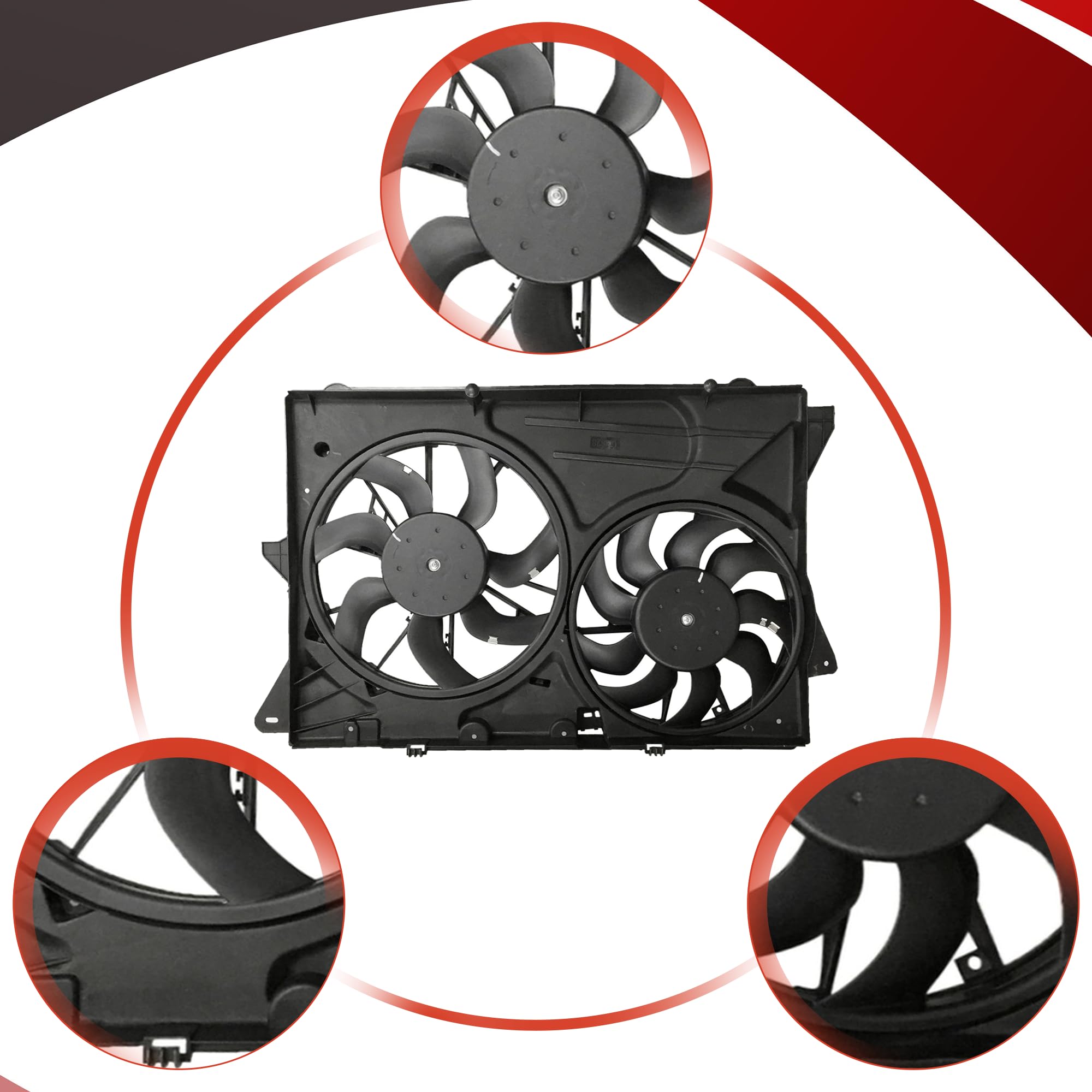 **Ford Explorer/Flex/Lincoln MKT Radiator Condenser Cooling Fan Assembly (2013-2017) - Replacement Part FO3115202 - Perfect for Engine Overheating Prevention & AC System Repair**