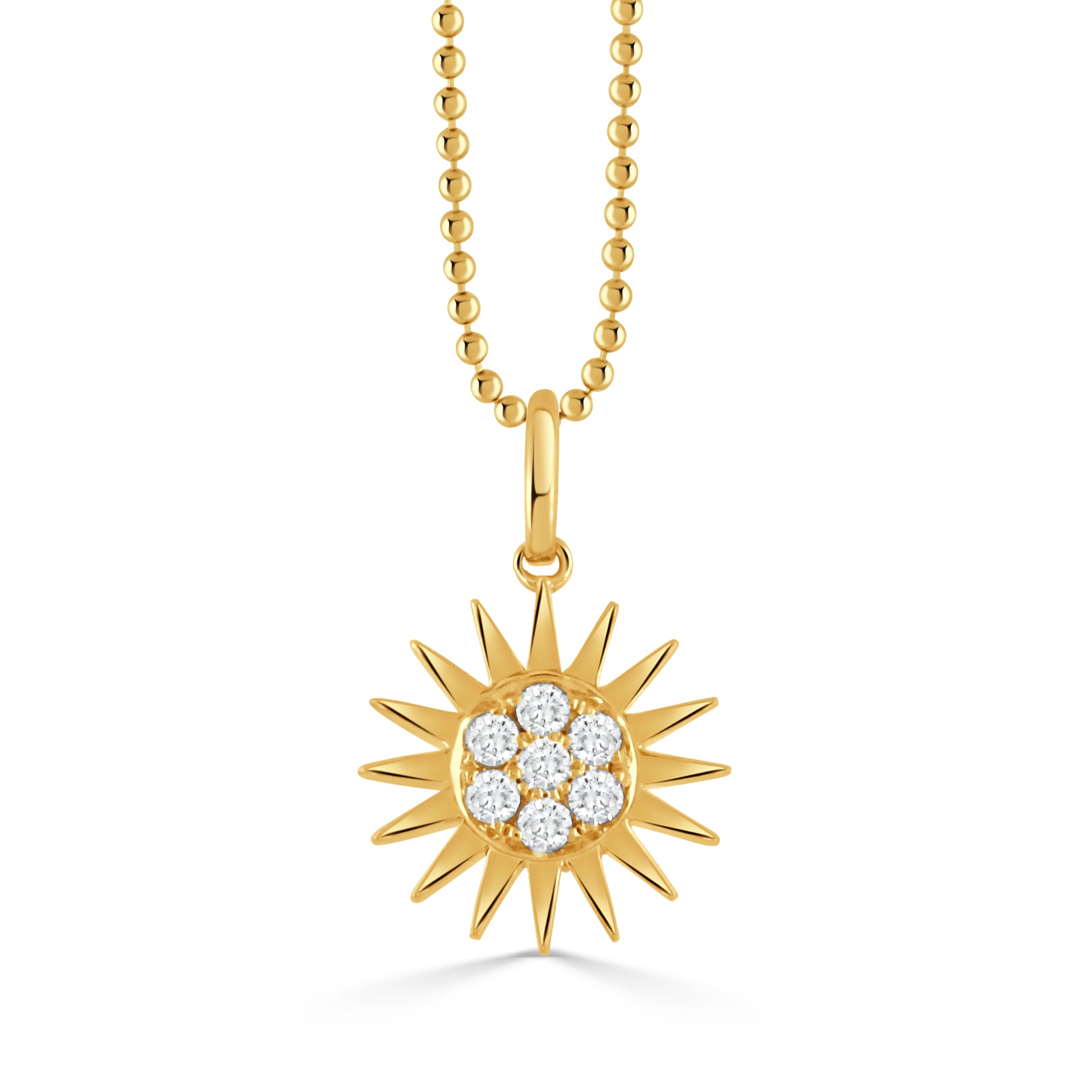 18K Yellow Gold Diamond Sunburst Pendant Necklace for Women - Elegant Jewelry Gift for Birthday, Anniversary & Special Occasions