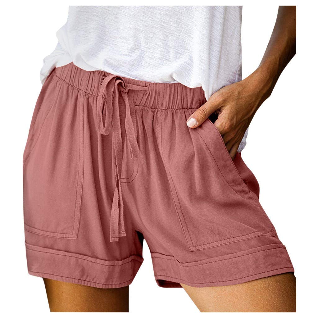 Women's Summer Shorts with Pockets - Comfy Elastic Waist for Beach & Casual Wear