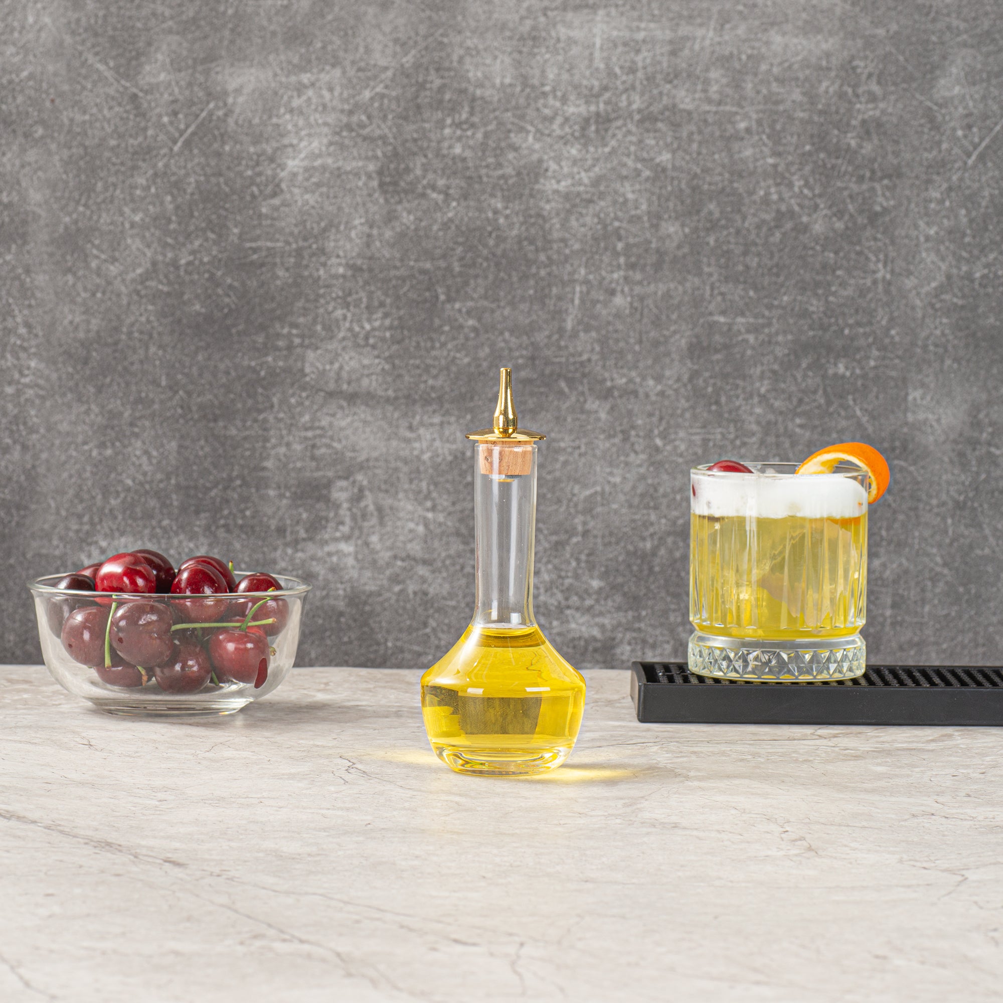 Premium 4 oz Glass Bitters Bottle - Modern Style with Gold Plated Dasher - 5.75