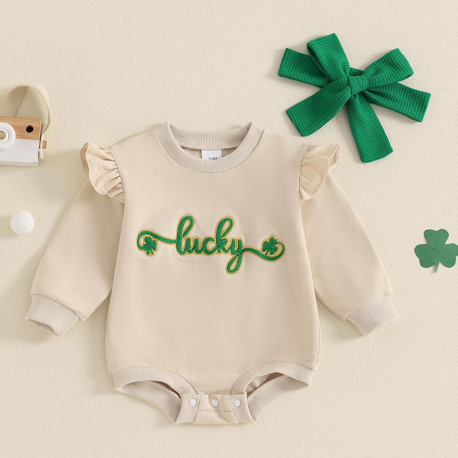 Baby Girl Valentine's Day Heart Print Bubble Romper & Sweatshirt Onesie - Cute Newborn Outfit for Valentine's Day, Photo Shoots & Special Occasions